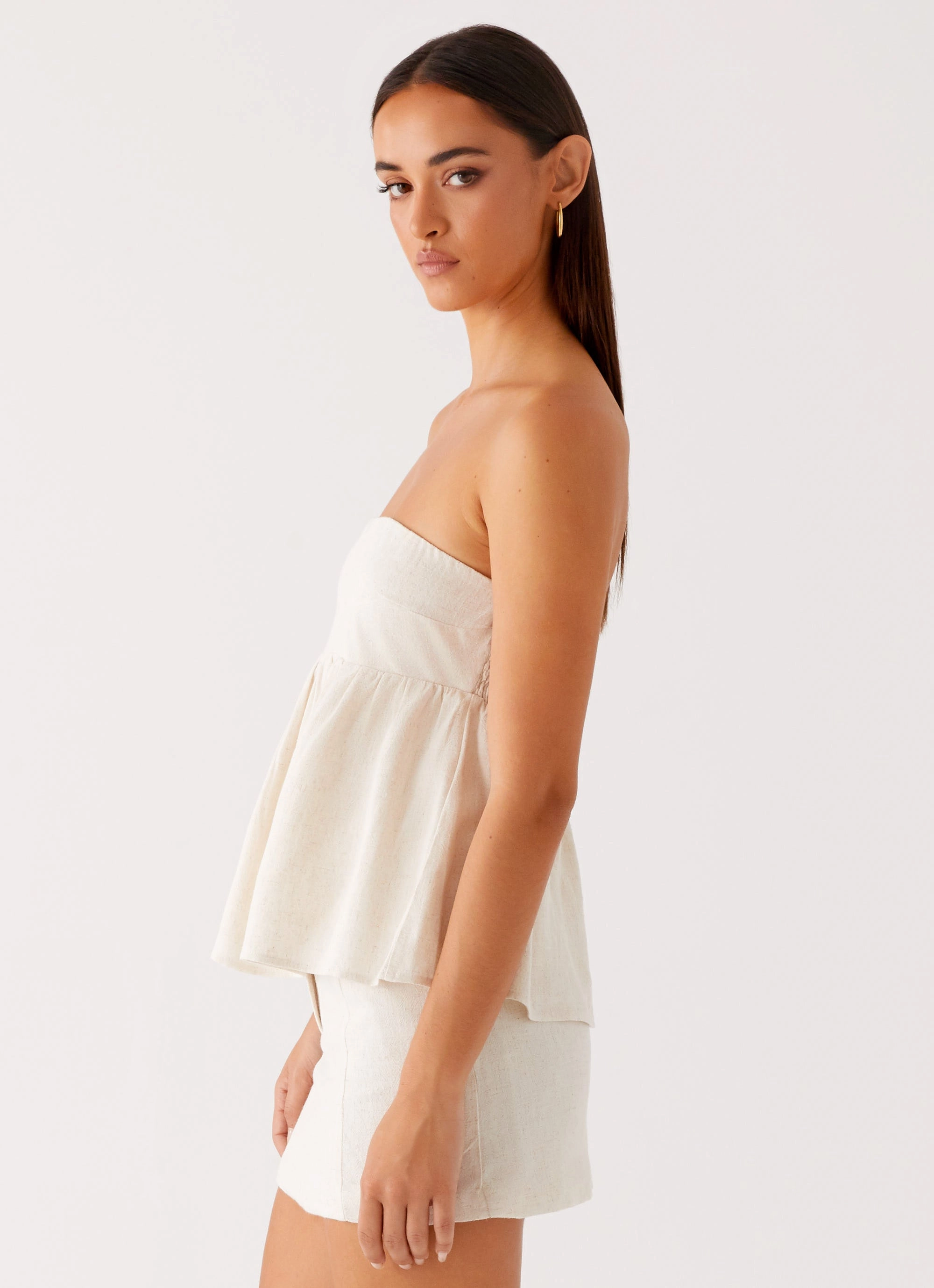Reinforced Hem Stitching Cassie Tube Top - Oat