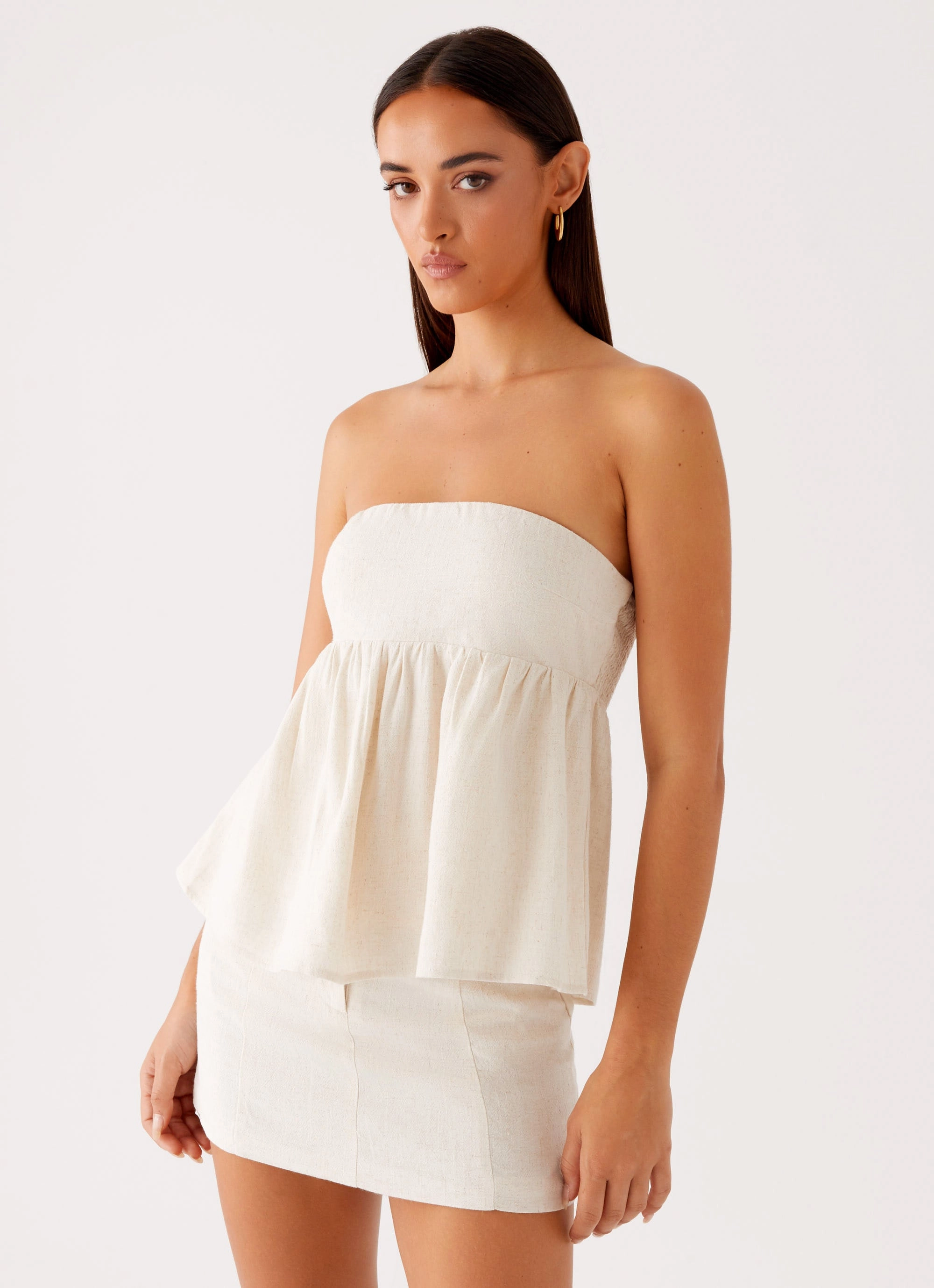 Ribbed Collar Style Anti Bacterial Layer Cassie Tube Top - Oat