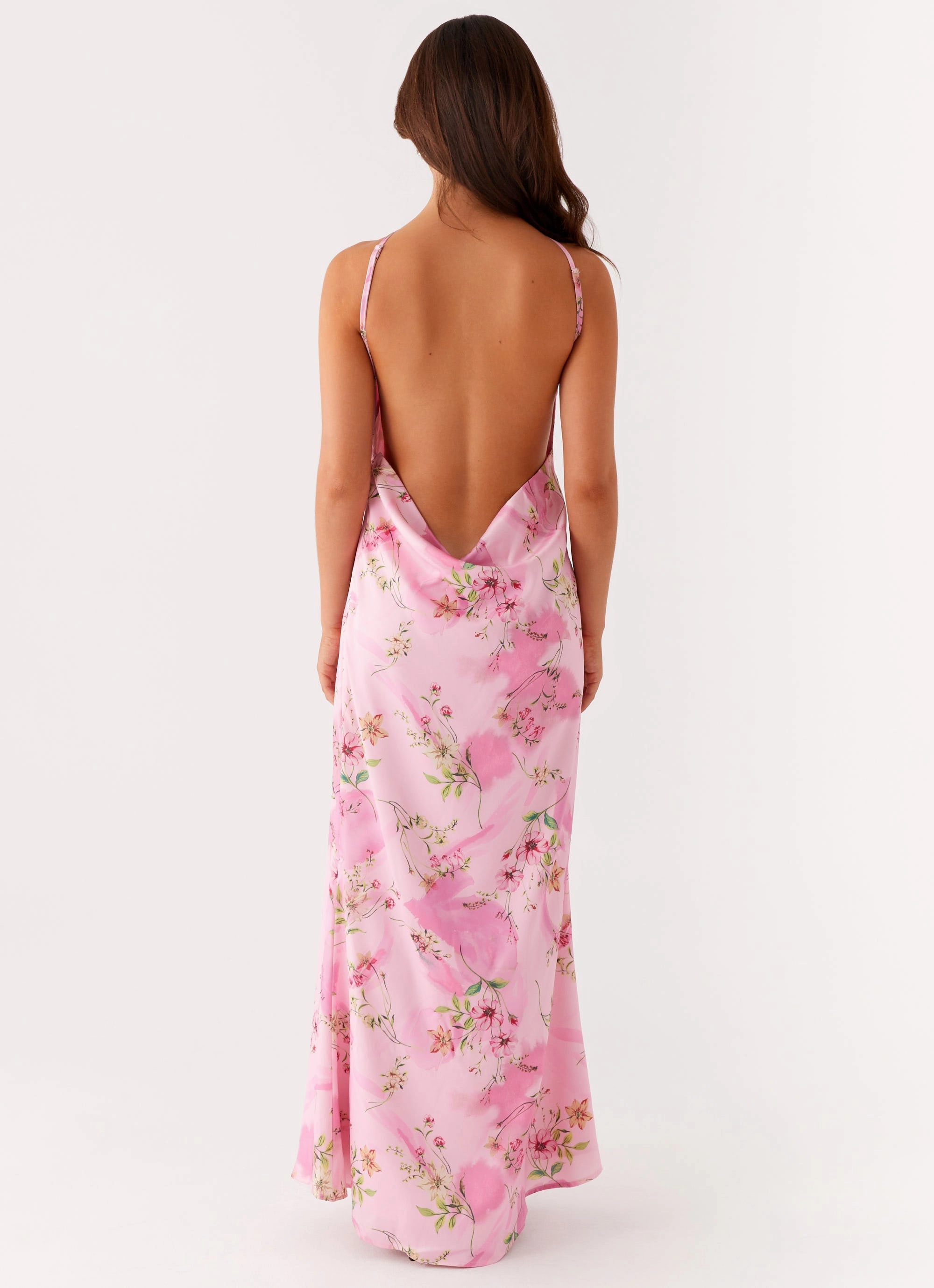 Pascal Maxi Dress - Pink Floral Print Sleek Outerwear