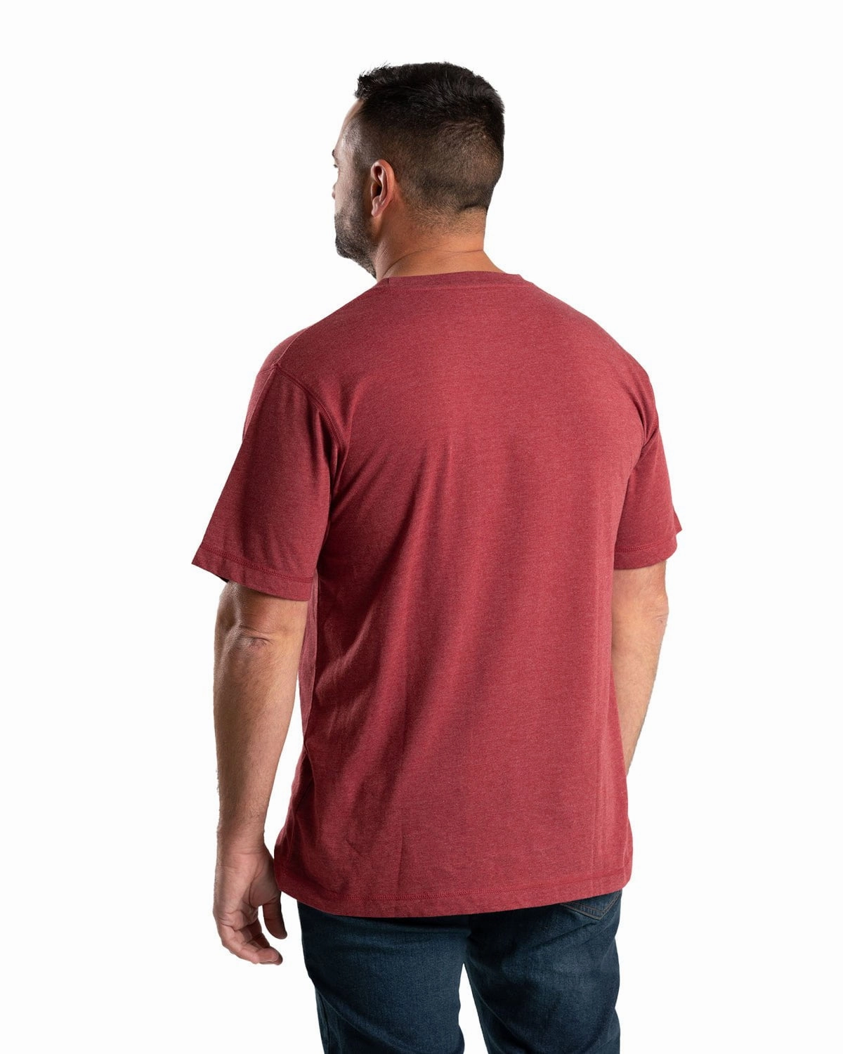 Berne Mens Big Bear Barn Dark Red Cotton Blend S/S T-Shirt Spring Wear Biodegradable Textile