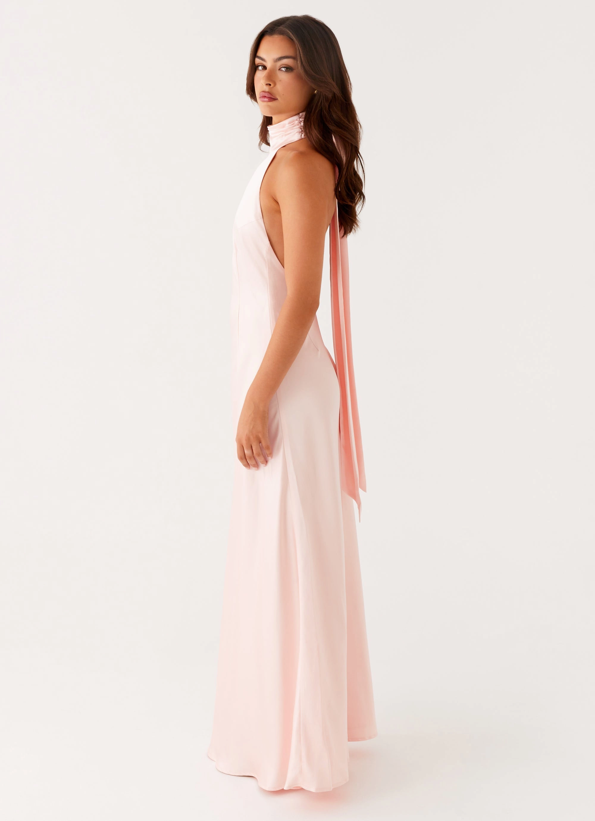 Trendy Outerwear Long Coat Siani Backless Maxi Dress - Pink
