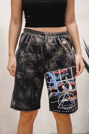 Fashion Essential Pink Floyd Acid Wash Champion Sweat Shorts