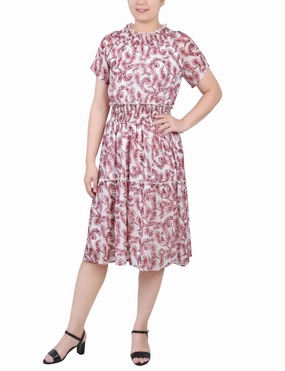 Short Sleeve Smocked Waist Dress Versatile Piece