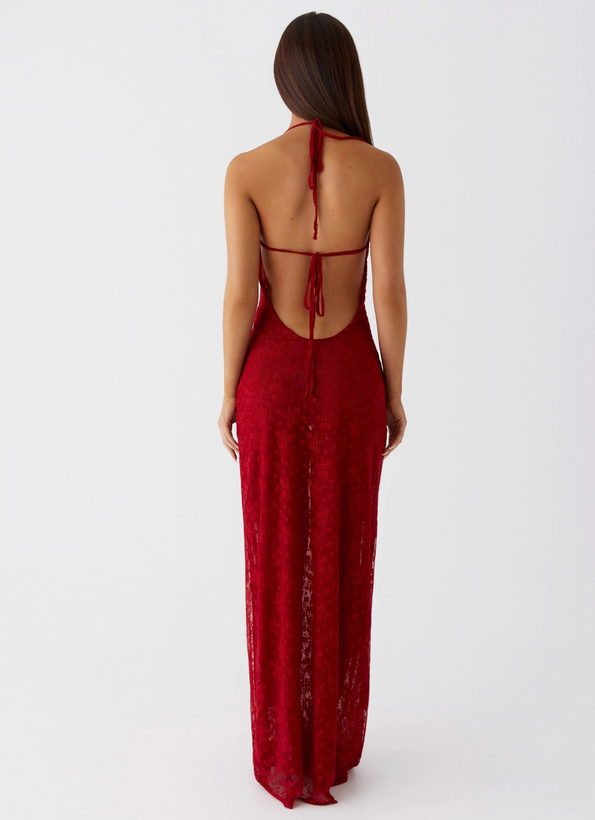 Noble Aura Champagne Coastline Maxi Dress - Dark Red