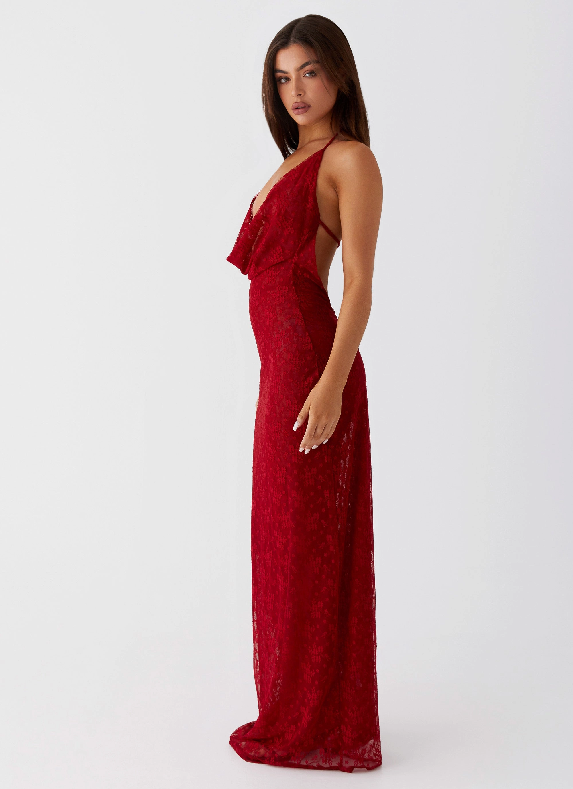 Champagne Coastline Maxi Dress - Dark Red Breath Soft Fit Easy