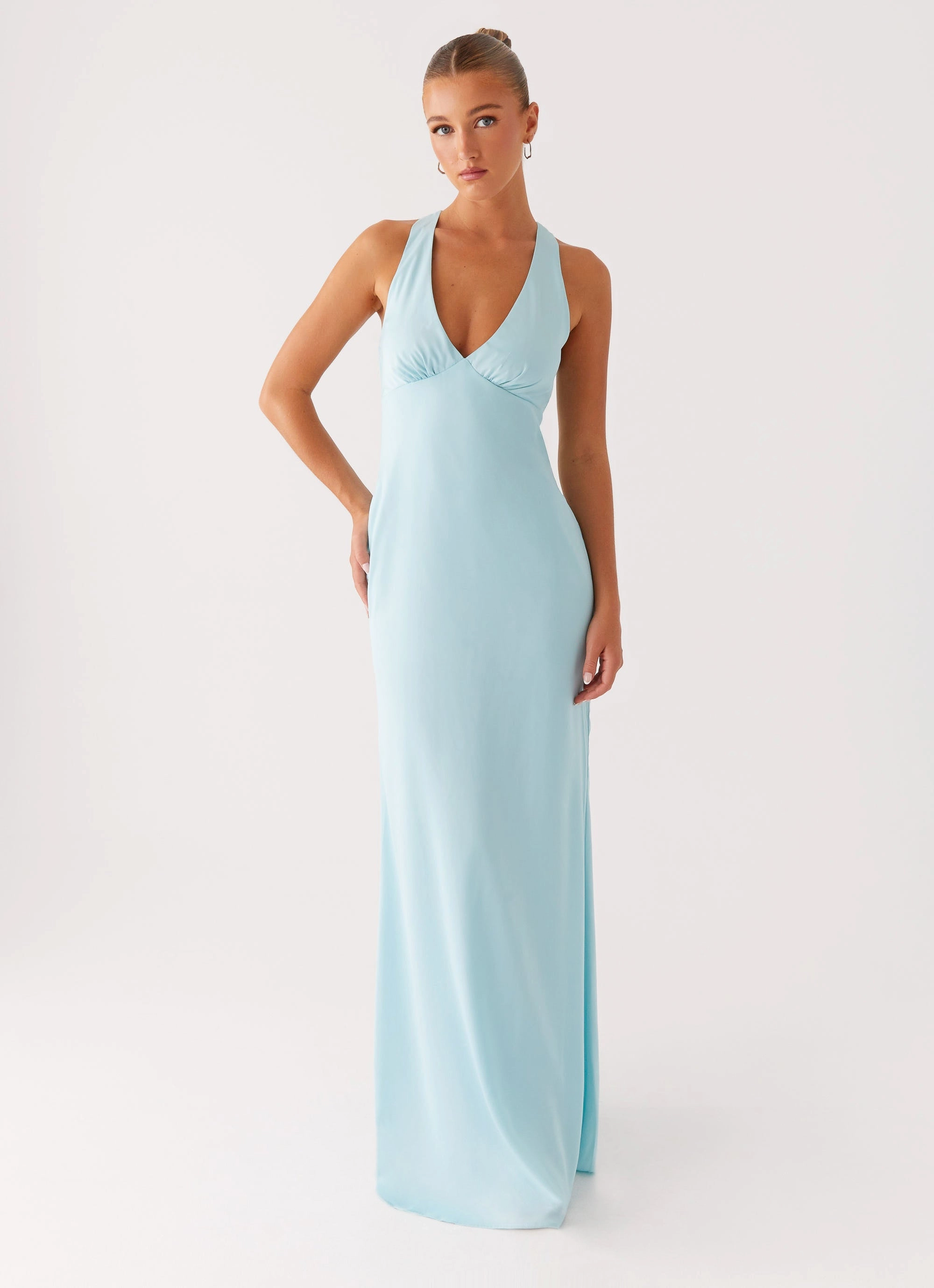 Desi Halterneck Maxi Dress - Mint Contrast Stitch