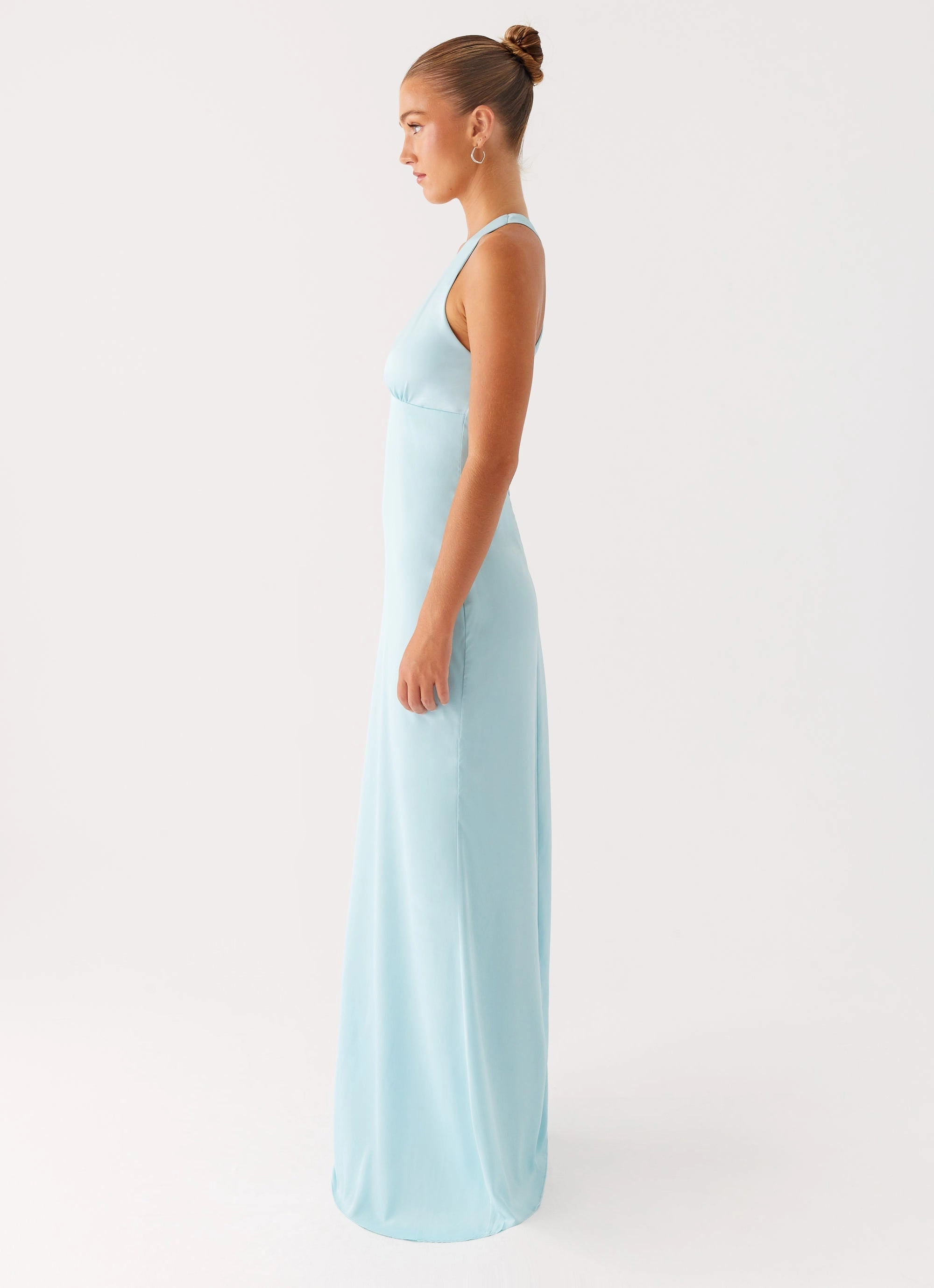 Desi Halterneck Maxi Dress - Mint Solid Color Utility Coat