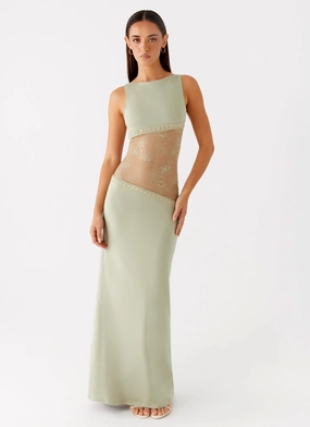 Lucinda Maxi Dress - Sage Fluid Fabric