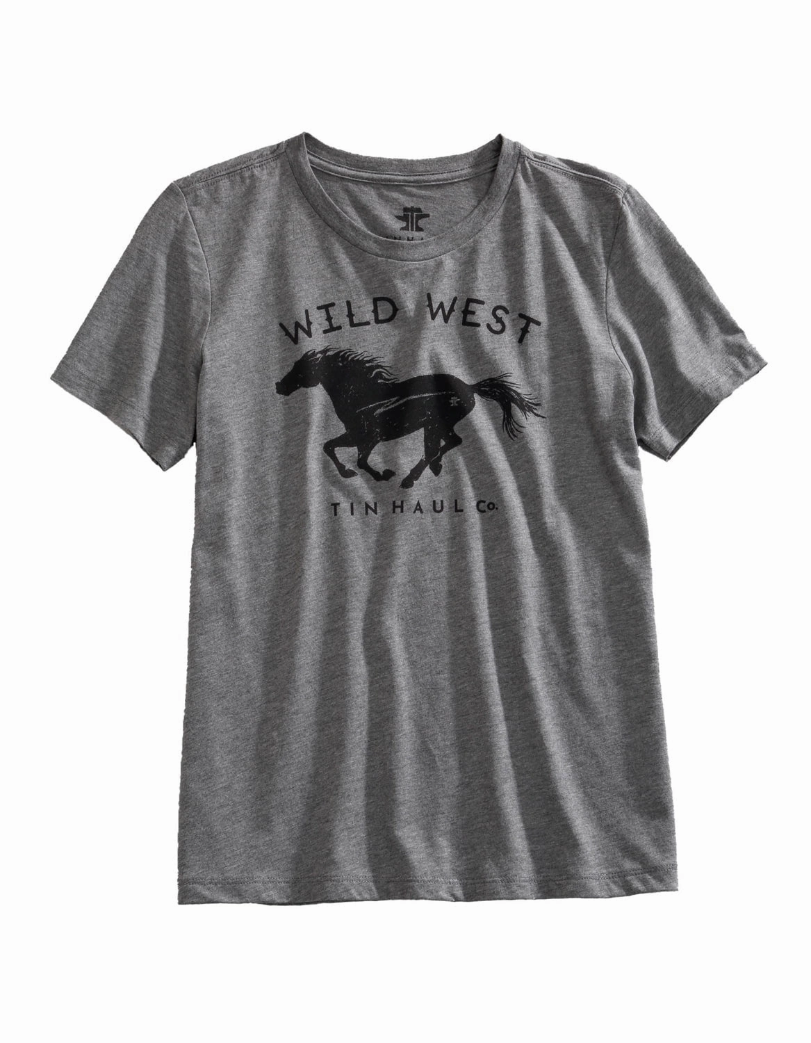 Smart Casual Spring Collection Tin Haul Womens Wild West Horse Grey Cotton Blend S/S T-Shirt