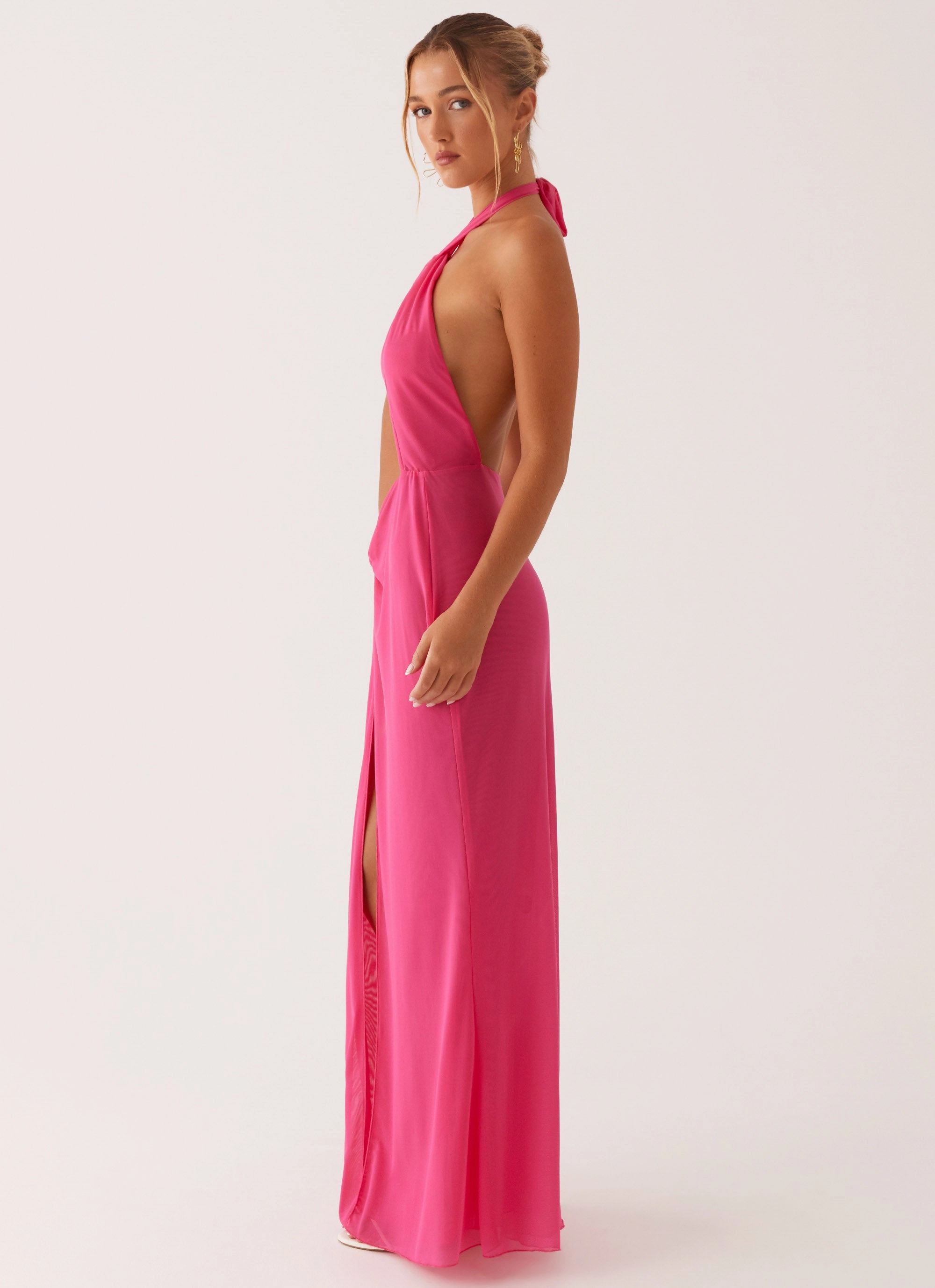 Padded Outerwear Street Fashion Centre Stage Maxi Dress - Pink