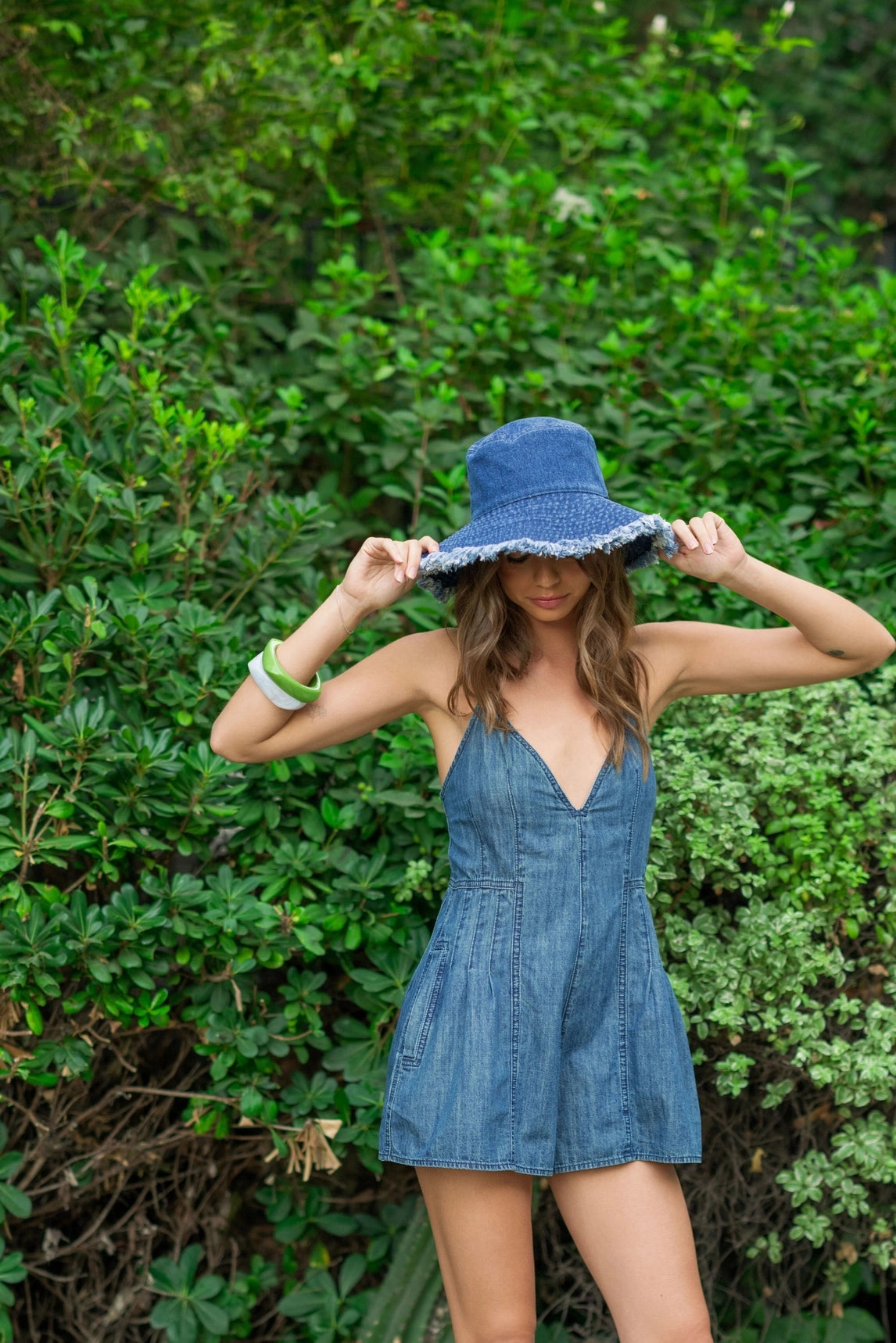 Chambray Denim Romper - Dark Blue Quick Dry Technology MachineWashable