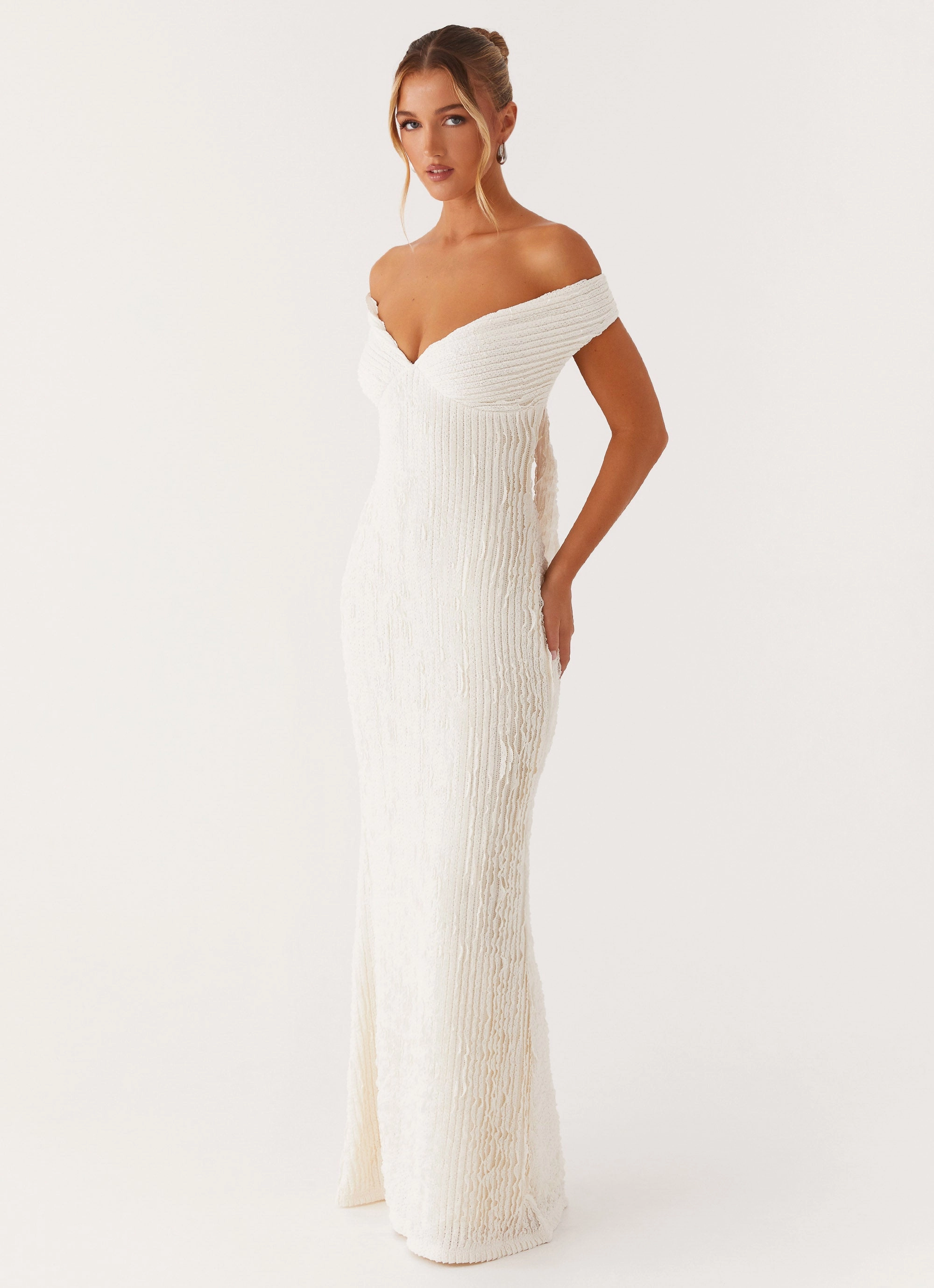 Transitional Outerwear Double Breasted Chantelle Maxi Dress - Ivory