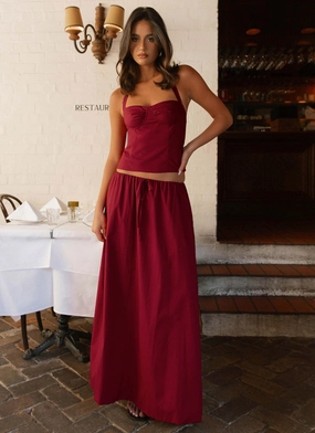 Performance Outfit Layered Style Cheryl Maxi Skirt - Cherry Red