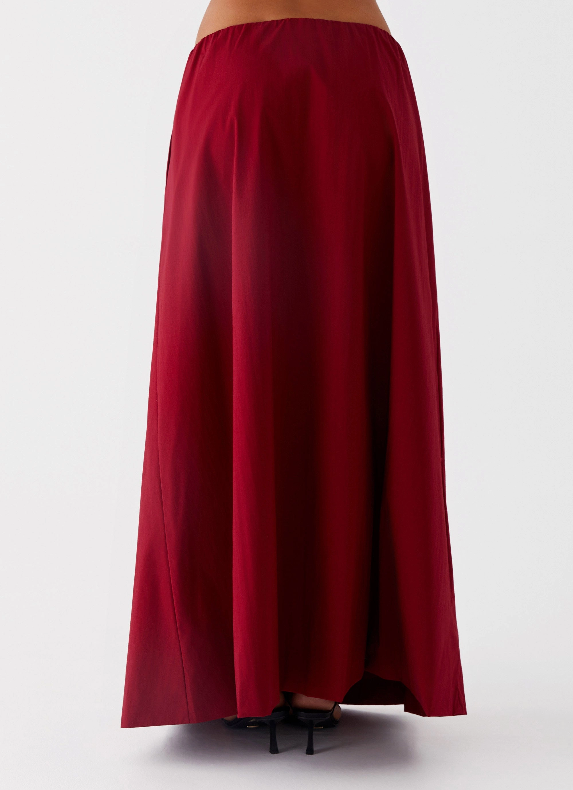 Contoured Waist Cheryl Maxi Skirt - Cherry Red