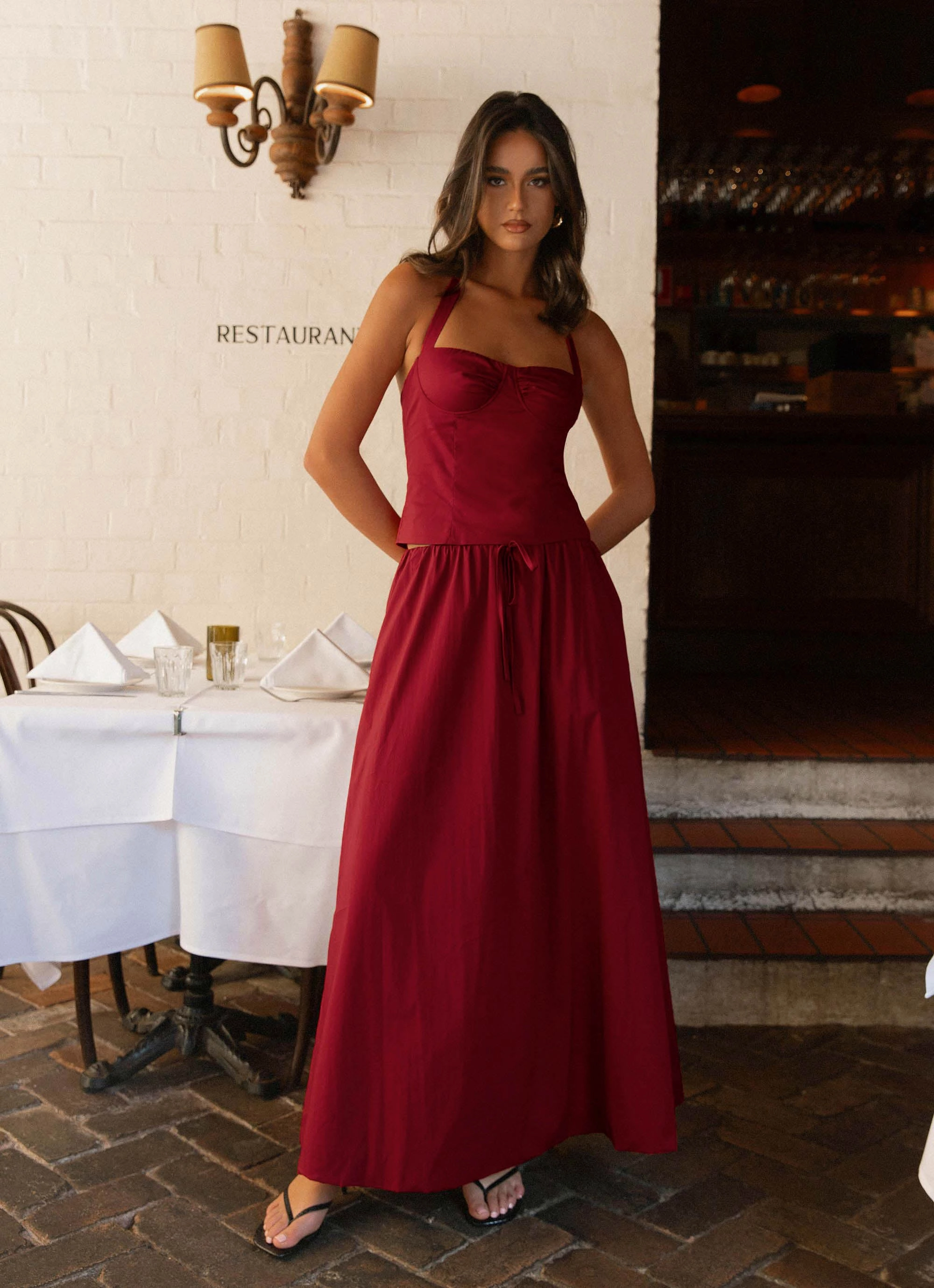 Easy Layer Cheryl Maxi Skirt - Cherry Red