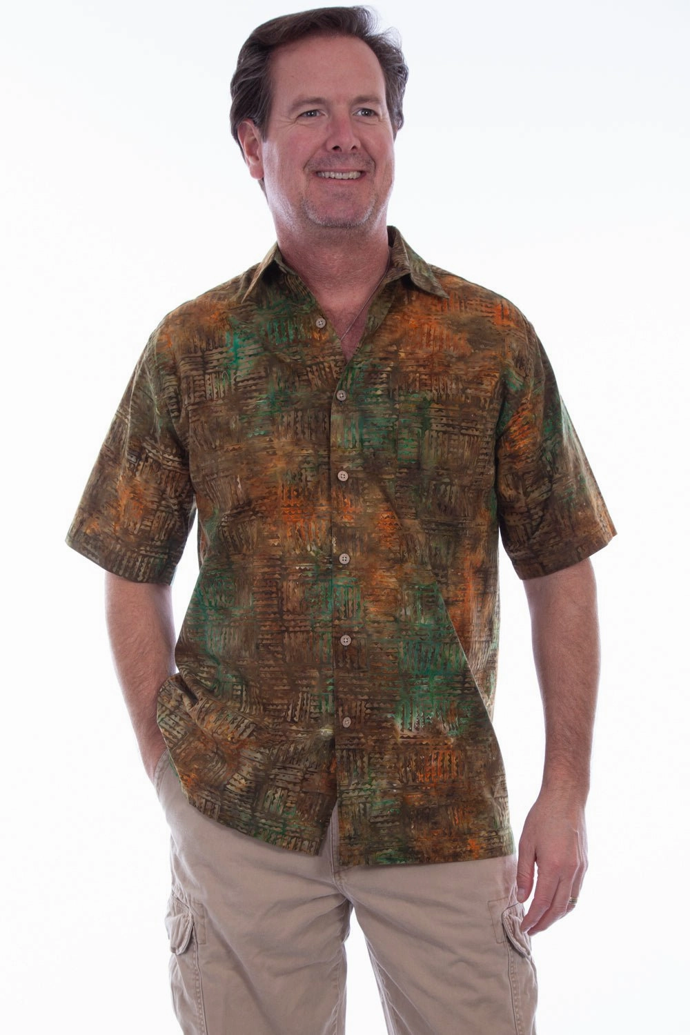 Scully Mens Outback 100% Cotton Batik S/S Shirt Versatile Piece