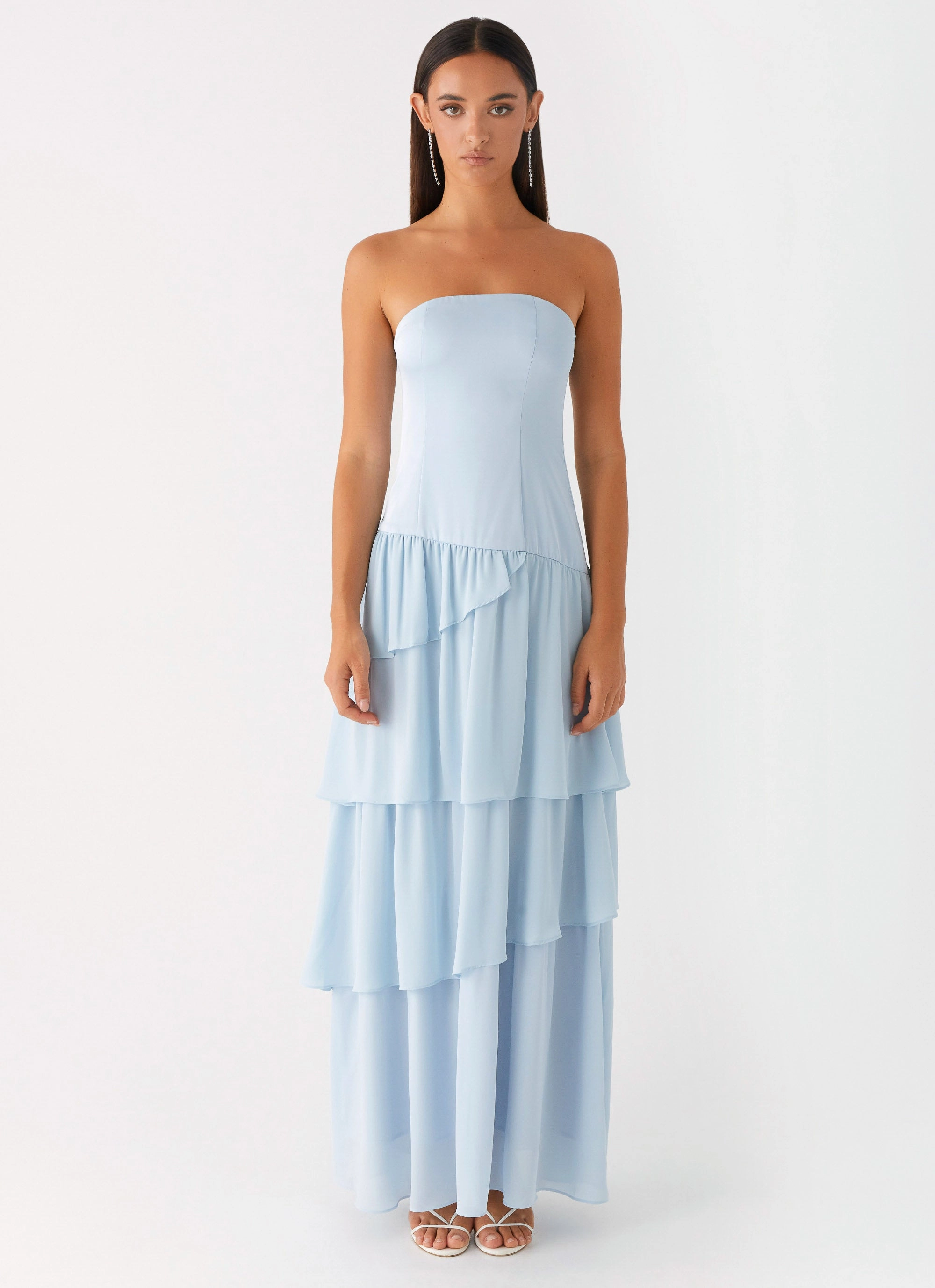 Our Story Maxi Dress - Pastel Blue Oversized Fit Outdoor Coat