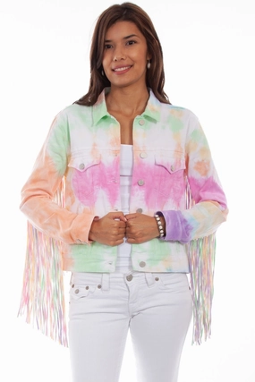 Lightweight Polyester Blend Extra Layer Piece Scully Womens Sherbet Cotton Blend Tie Dye Jacket