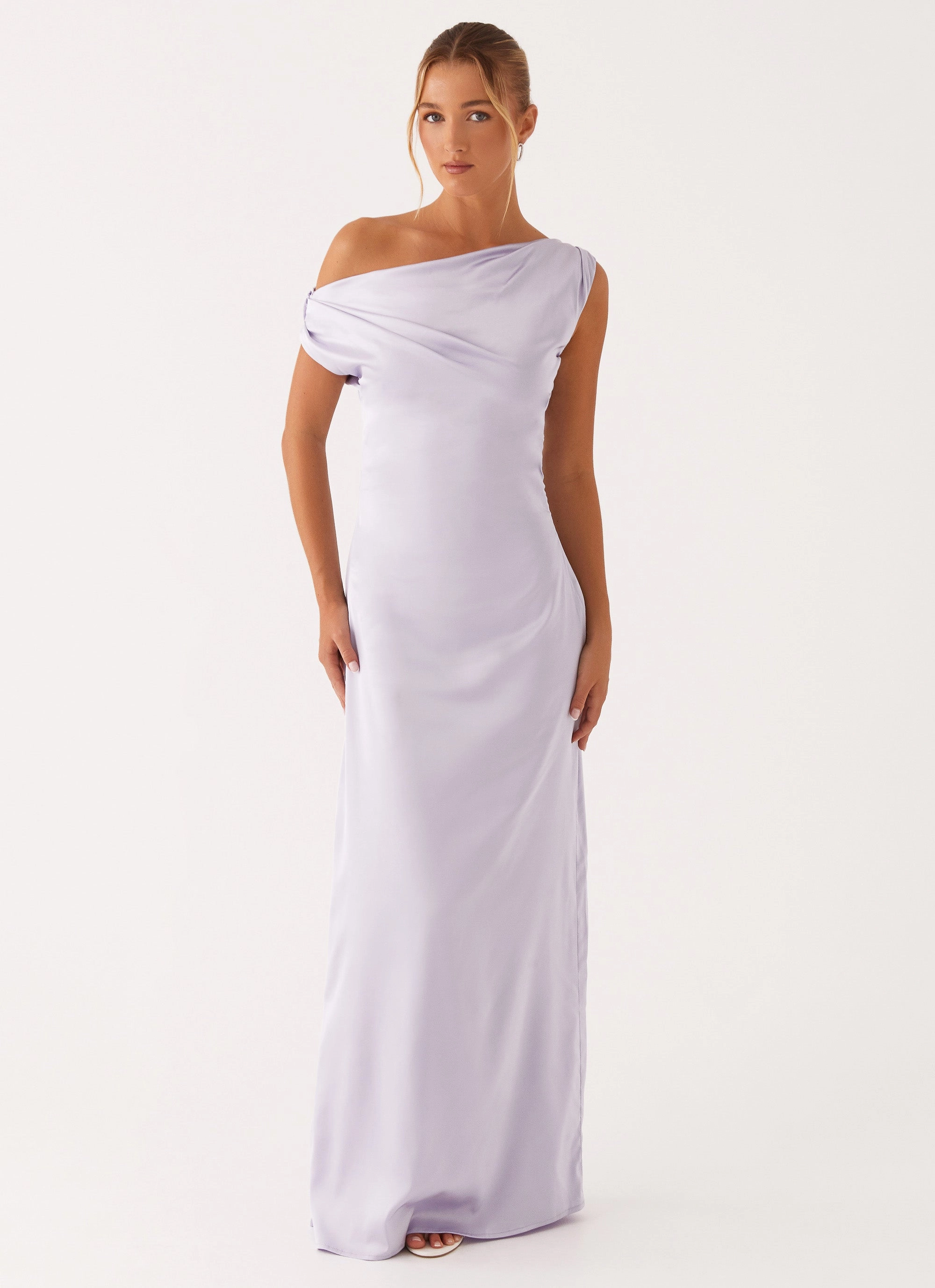 Heart Of Glass Satin Maxi Dress - Lilac Winter Trend