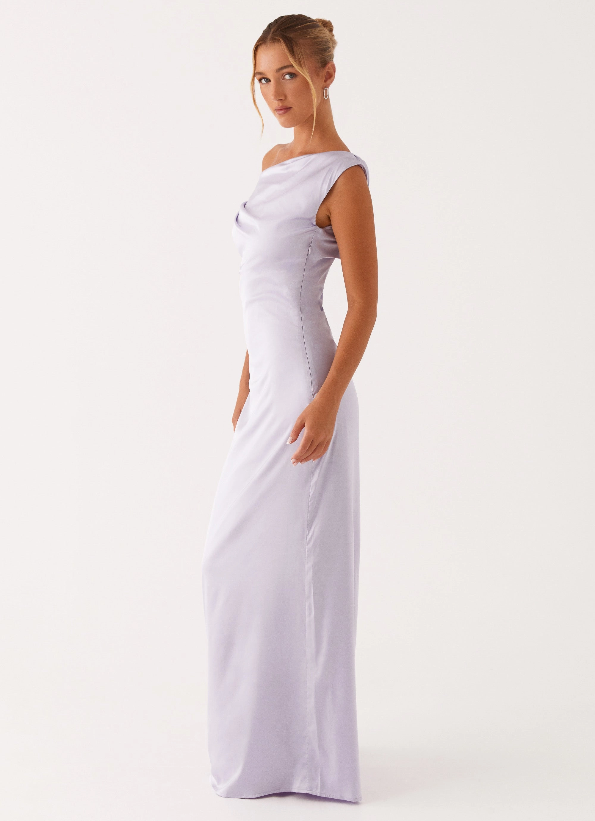 Heart Of Glass Satin Maxi Dress - Lilac Heavy Duty Coat