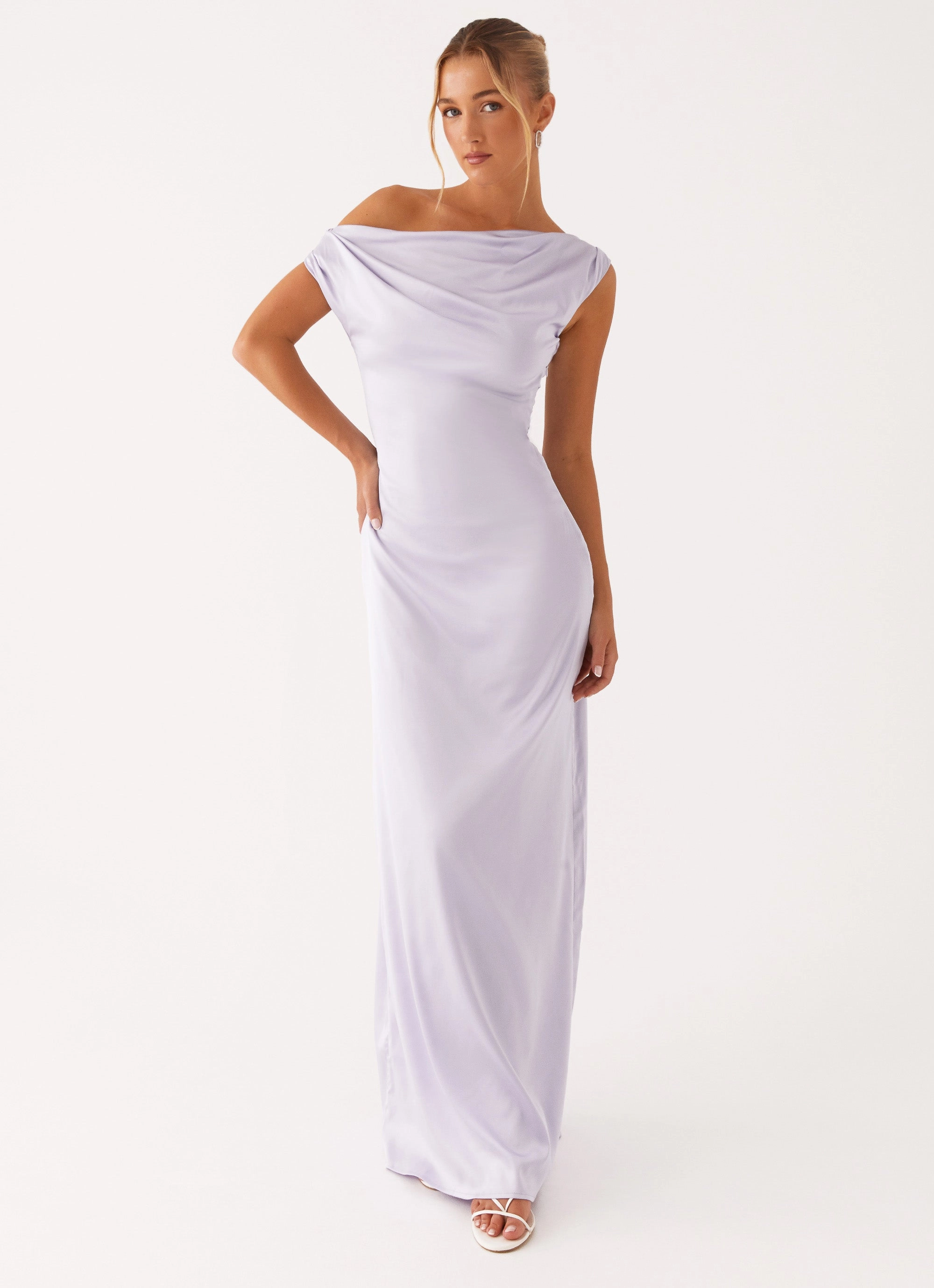 Wardrobe Essential Heart Of Glass Satin Maxi Dress - Lilac