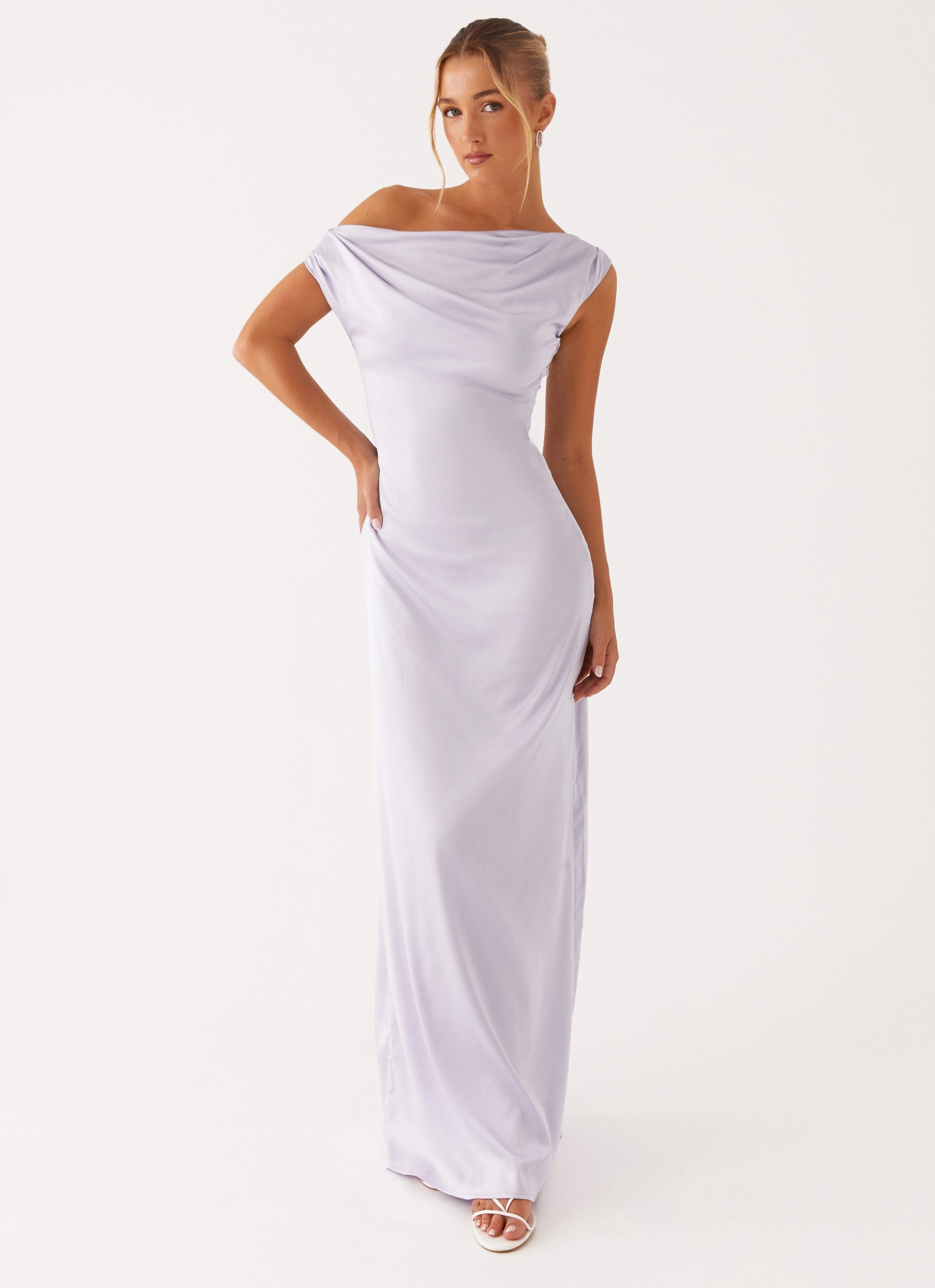 Modern Coat Heart Of Glass Satin Maxi Dress - Lilac