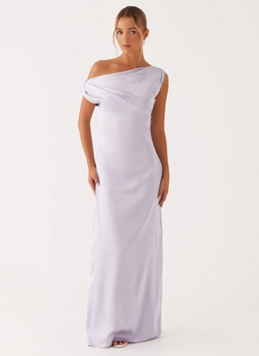 Heart Of Glass Satin Maxi Dress - Lilac Compact Jacket