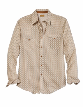 Winter Fashion Weekend Adventure Tin Haul Mens Aztec Allover Print White 100% Cotton L/S Shirt