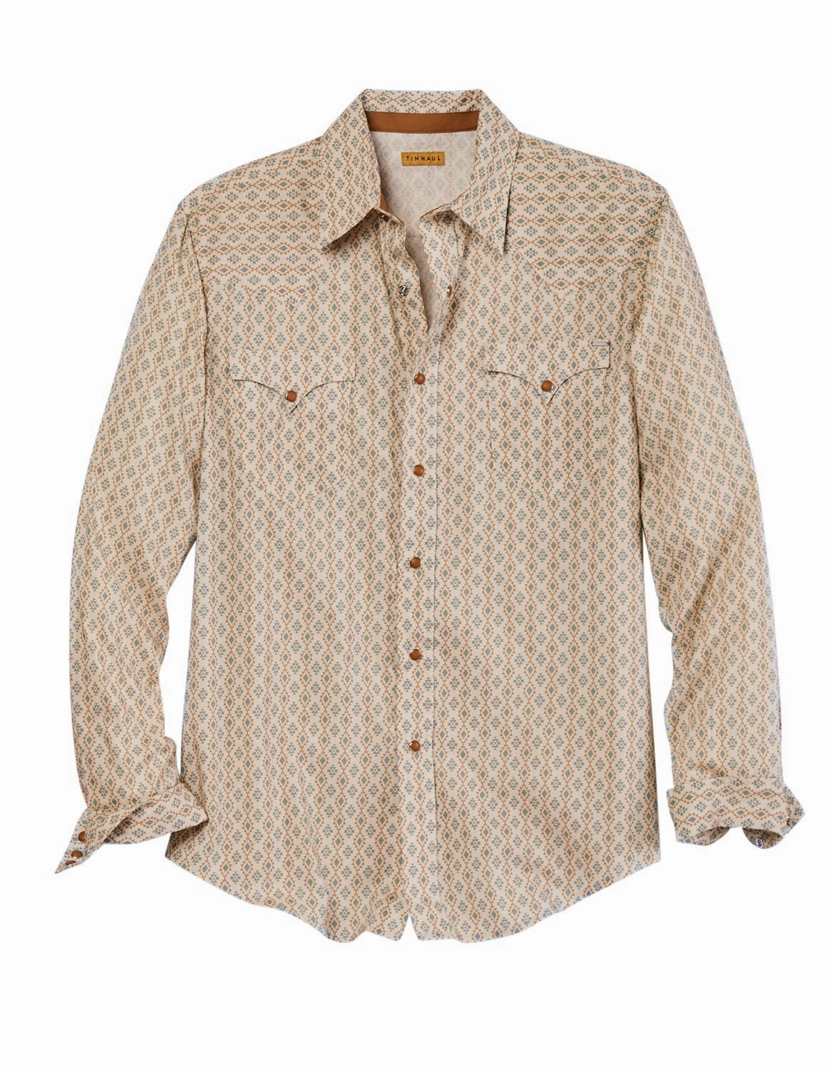 Winter Fashion Weekend Adventure Tin Haul Mens Aztec Allover Print White 100% Cotton L/S Shirt