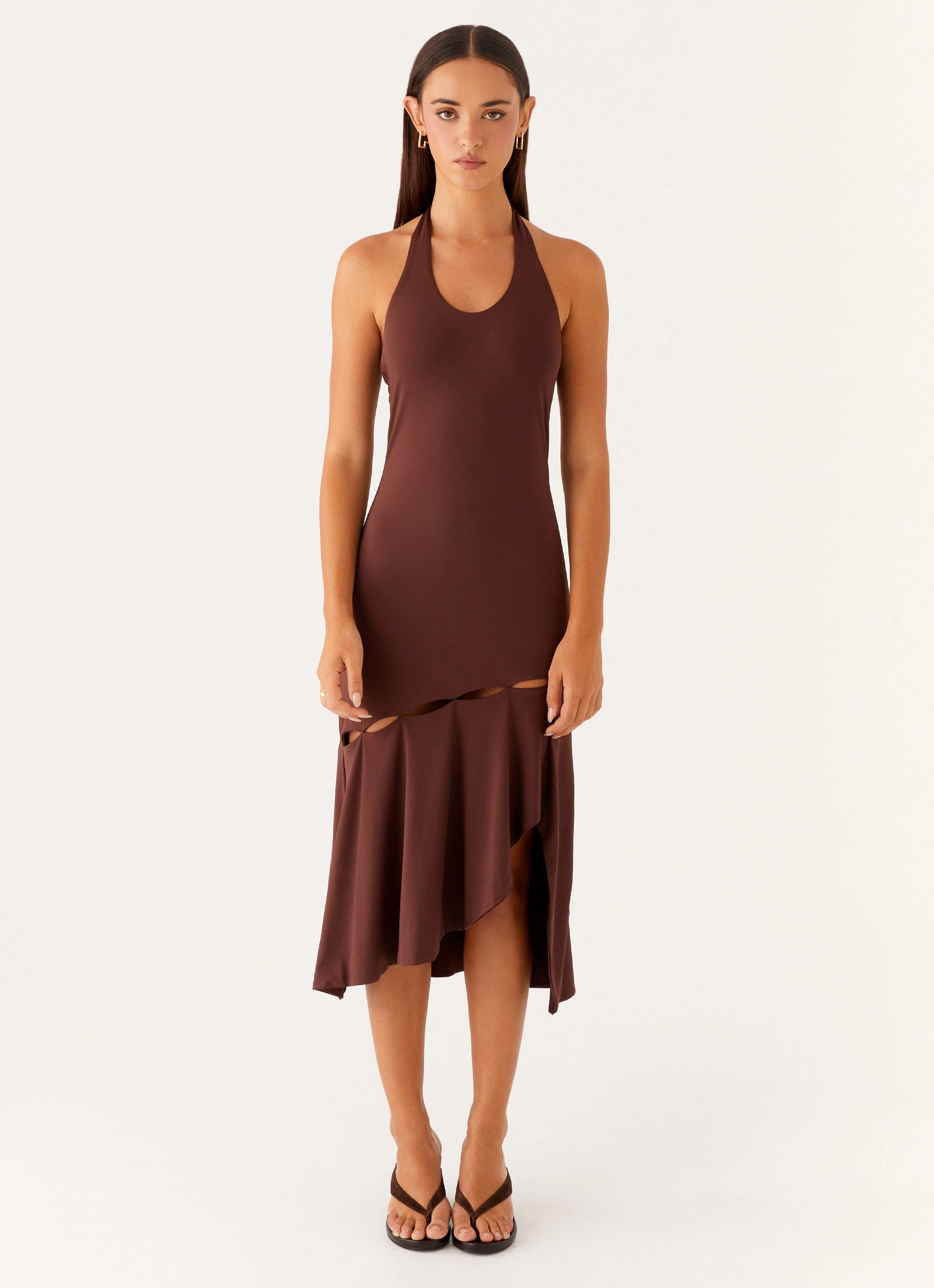 Down Filled Fast Times Midi Dress - Chocolate