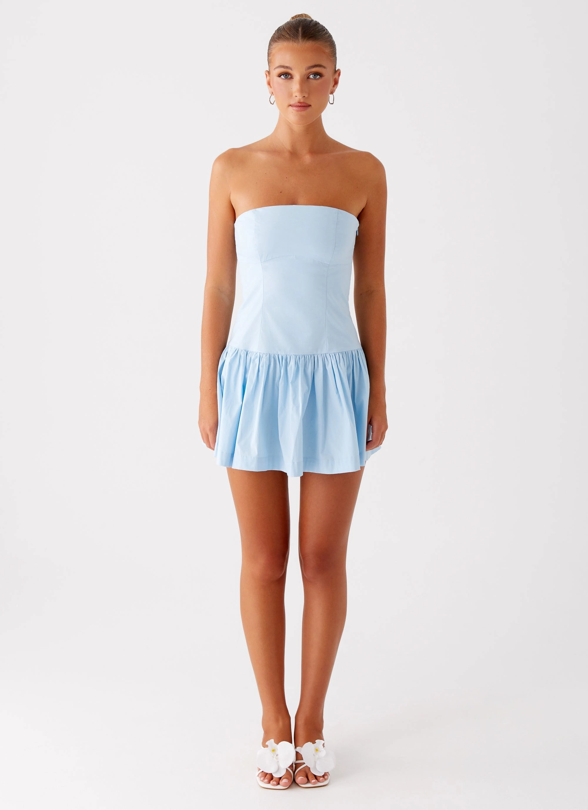 Riviera Mini Dress - Blue Balanced Fit Slit Detail