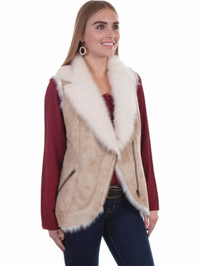 Cold Weather Fashion Scully Womens Beige Faux Fur Boho Vest
