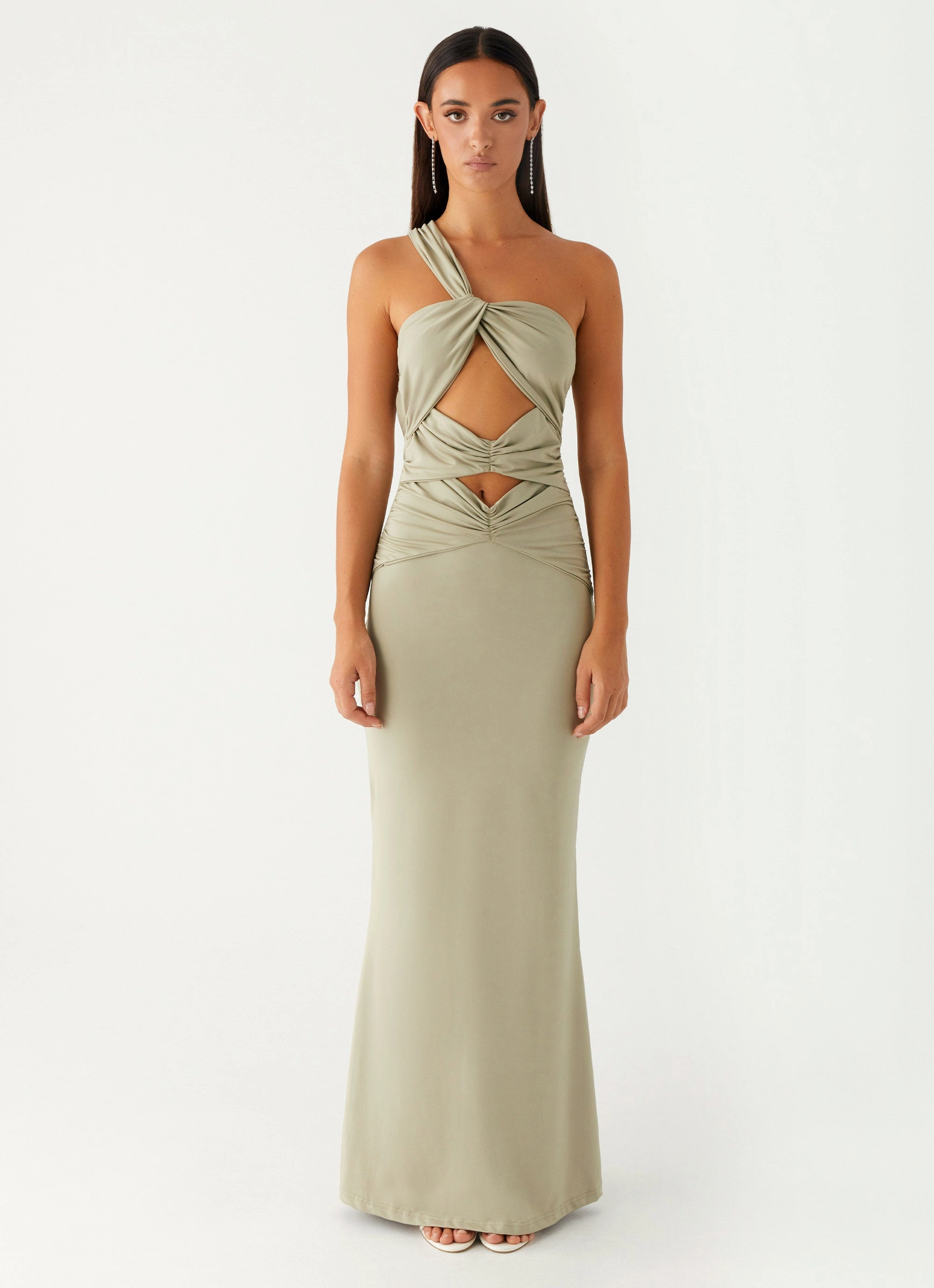Christie Maxi Dress - Sage Subtle Lines