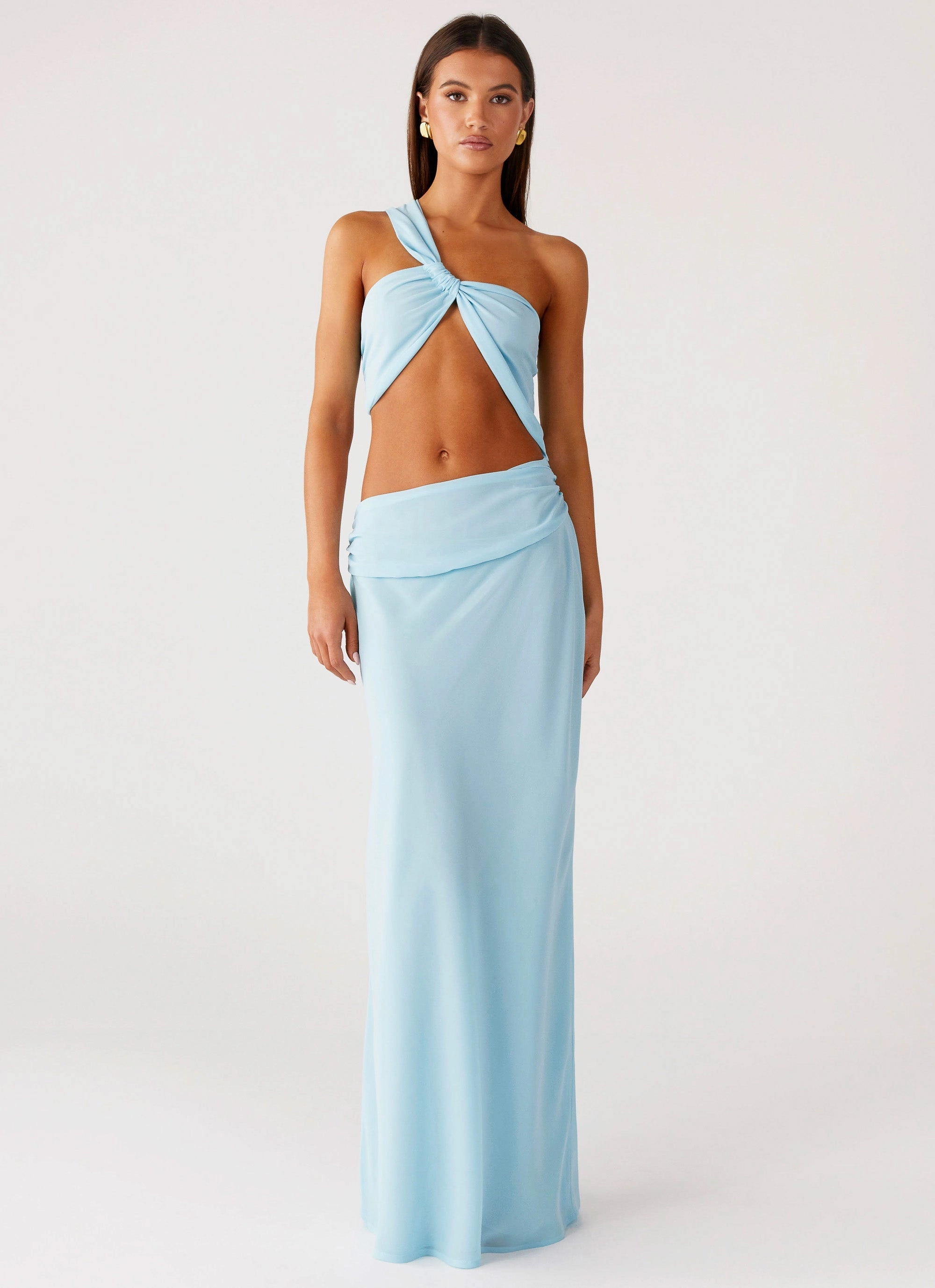 Cindelle One Shoulder Maxi Dress - Turquoise Breathable fabric Cashmere Blend