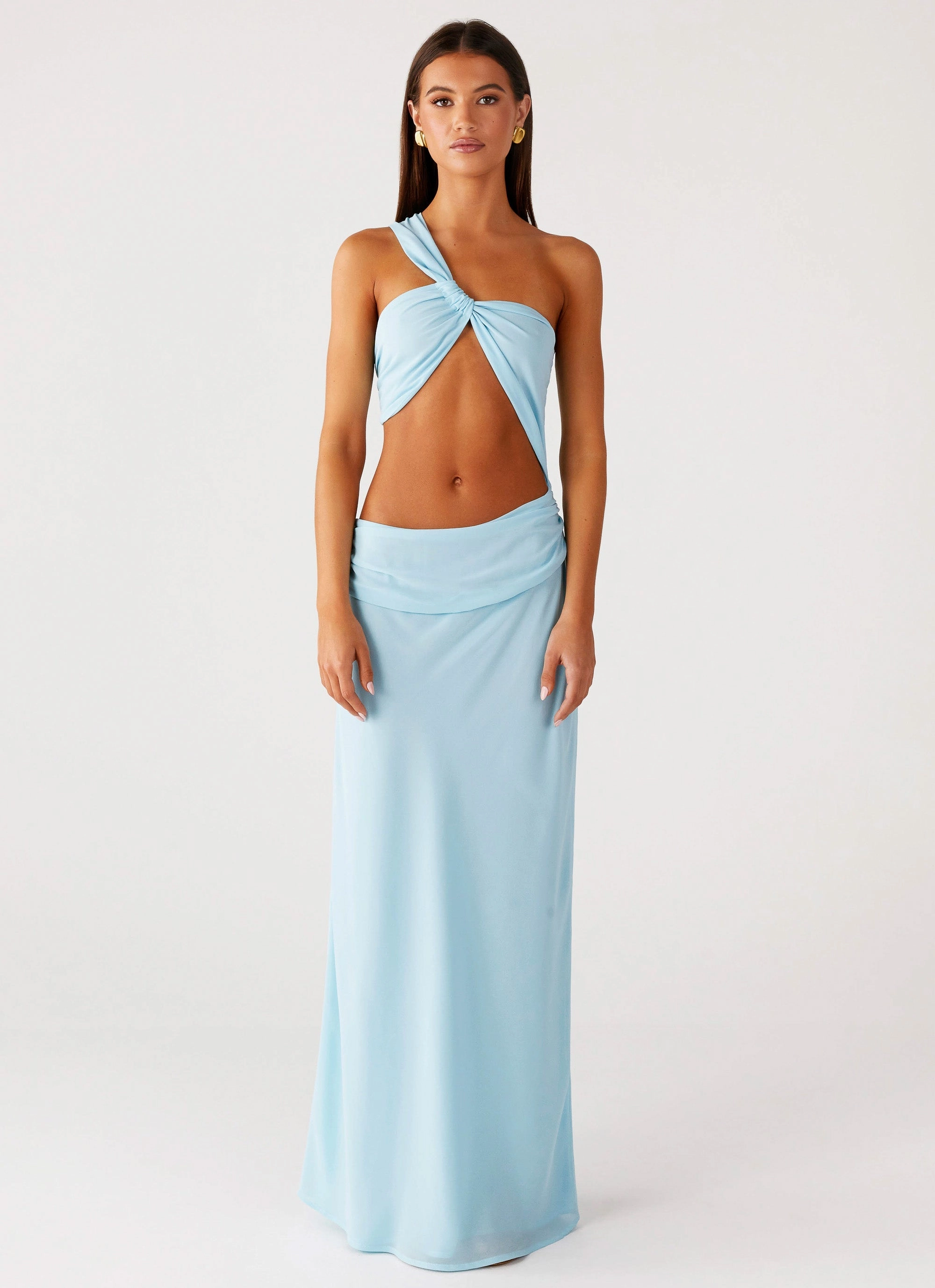 Cindelle One Shoulder Maxi Dress - Turquoise Bold Statement Office Wear