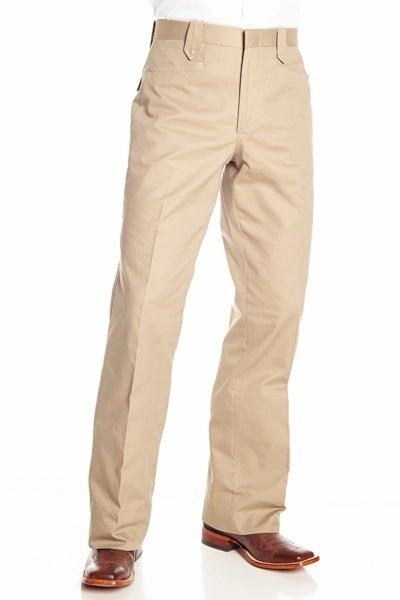 FlexibleStretchWeave Circle S Mens Khaki 100% Cotton Unhemmed Snap Ranch Dress Pant