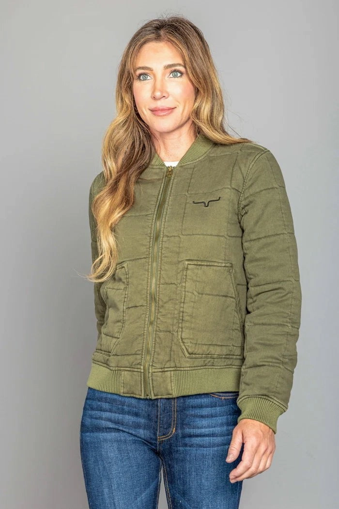 Lightweight Polyester Blend Abrasion Resistant Panels Kimes Ranch Womens Bronc Bomber Sage 100% Cotton Jacket