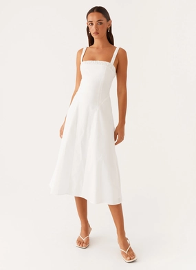 Enola Midi Dress - White Transitional Outerwear