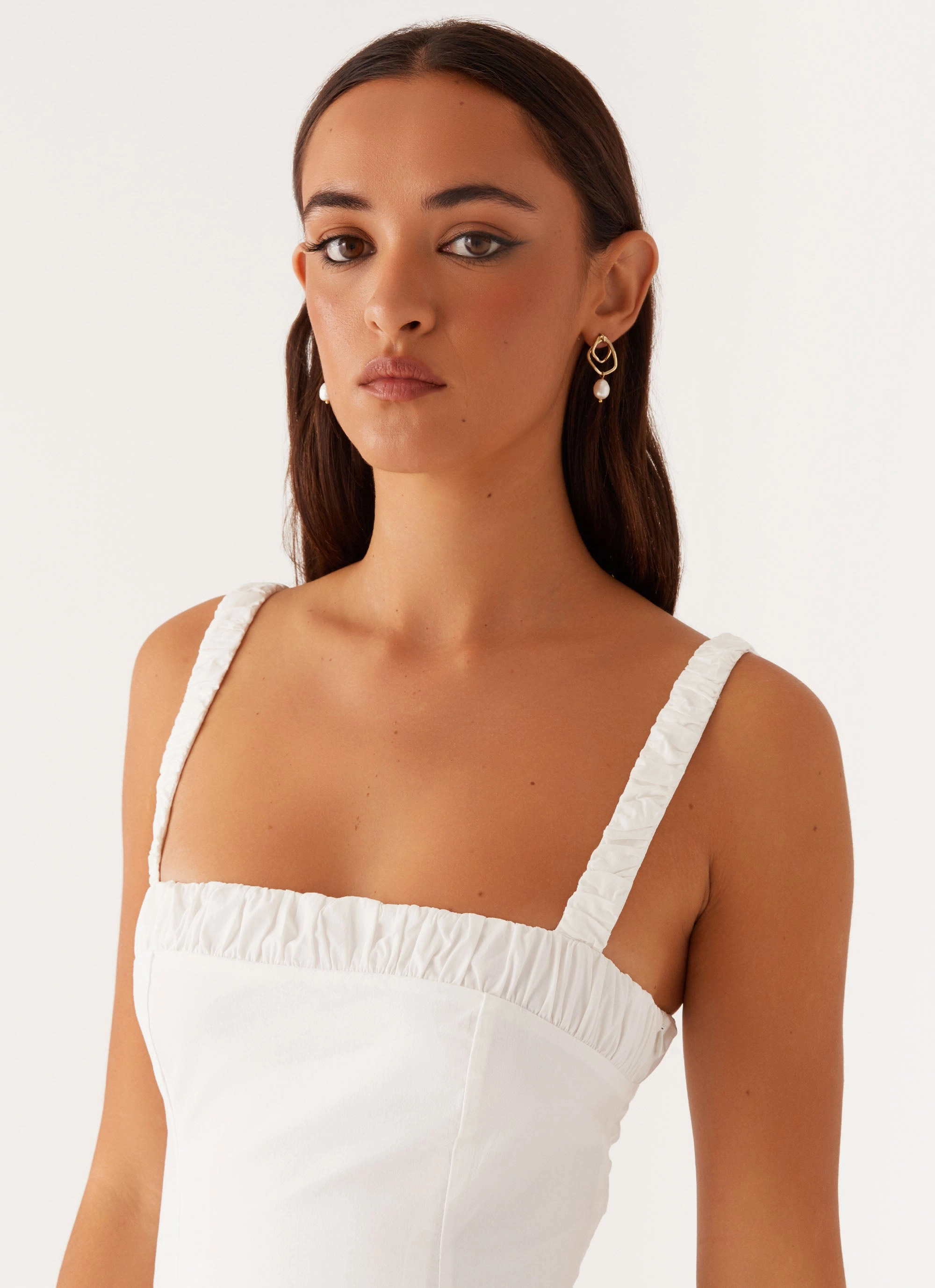 Enola Midi Dress - White Fuzzy Jacket Outerwear Staple