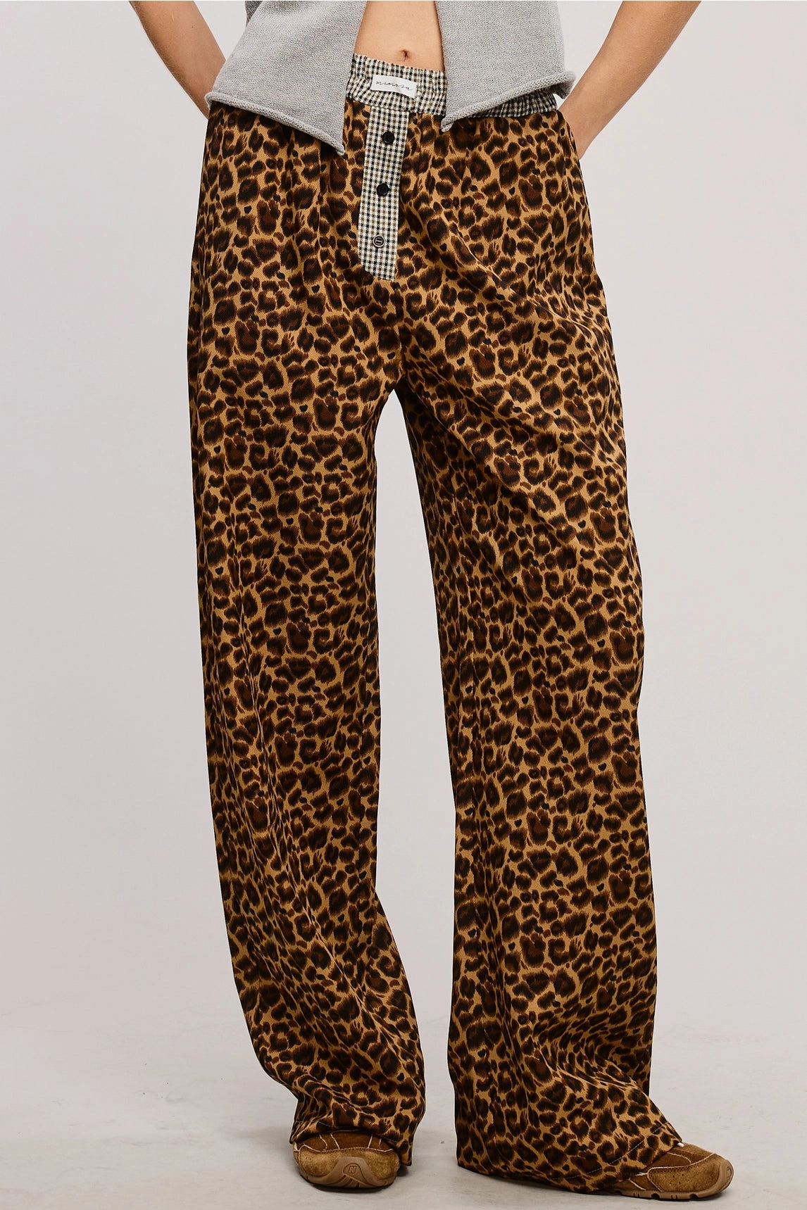 Dressy look Cozy and Soft Leopard Print Boxer Pants