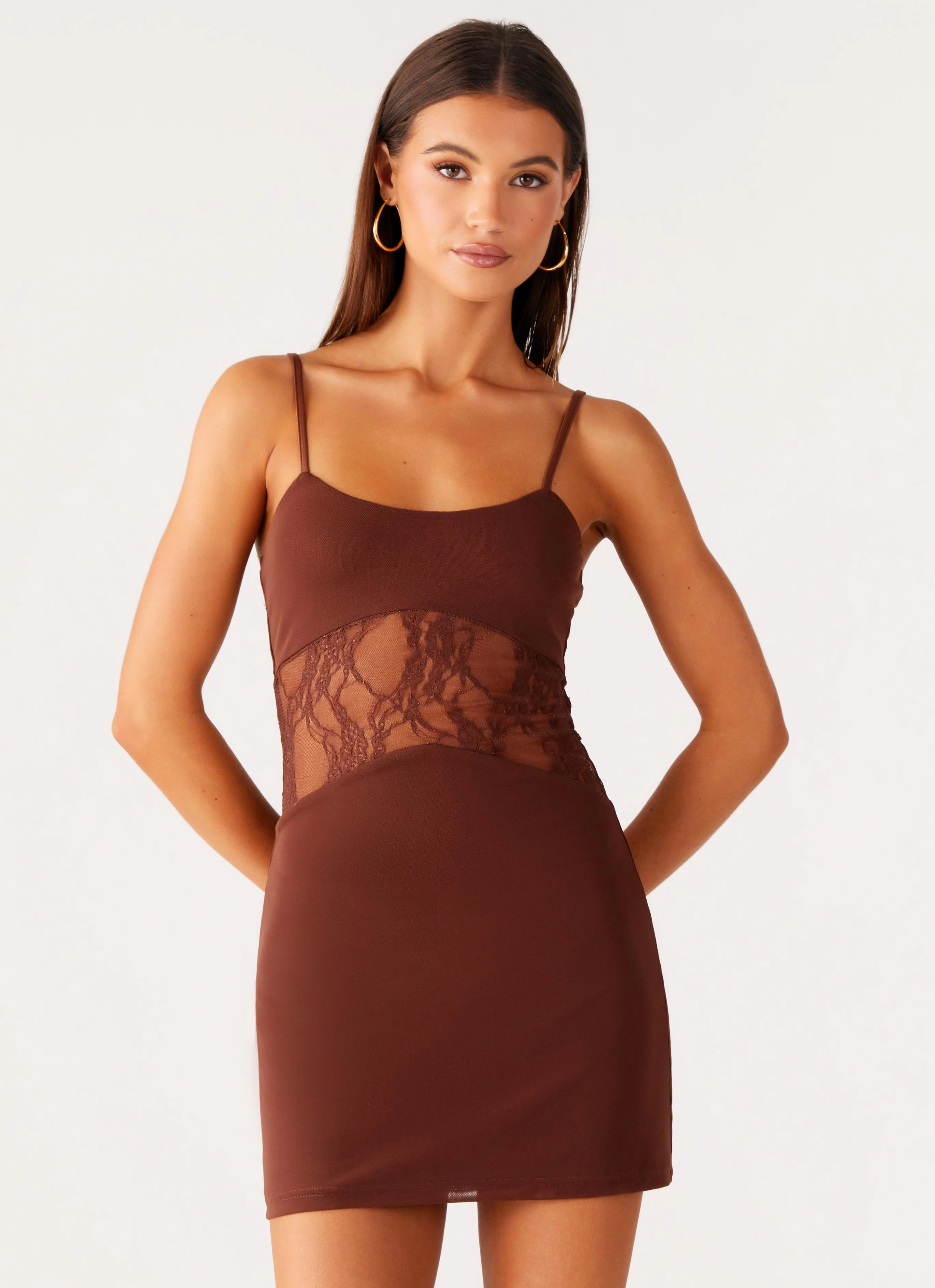 Jordanna Lace Mini Dress - Chocolate Heavy Duty Coat