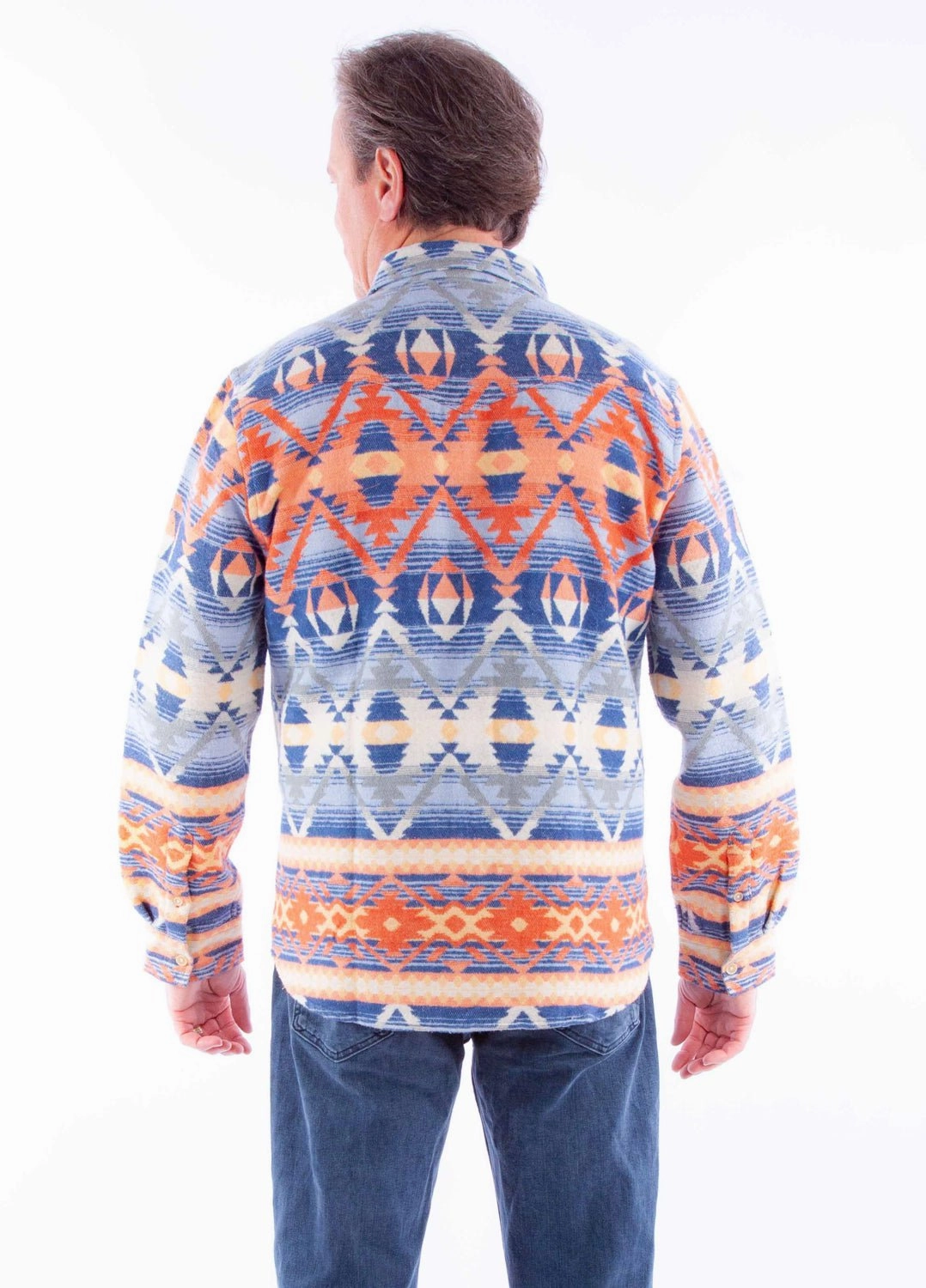 Essential Wardrobe Stretch Material Scully Mens Aztec Southwest Santa Fe 100% Cotton L/S Shirt