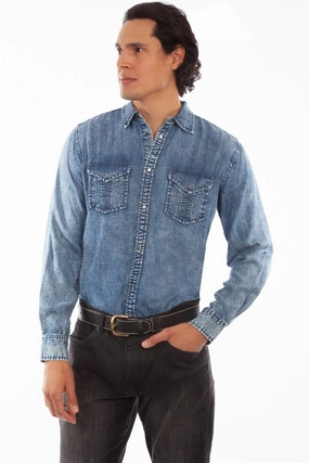 Denim Blend birthday party Scully Mens Denim 100% Tencel Western L/S Shirt