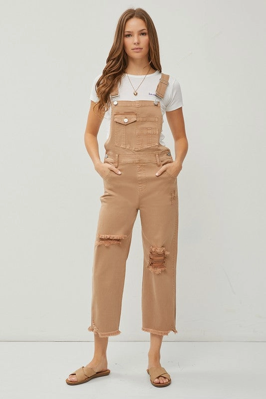 Effortless Clothing Heavy Duty Zipper Mechanism Farah High Rise Distressed Straight Overalls S-XL