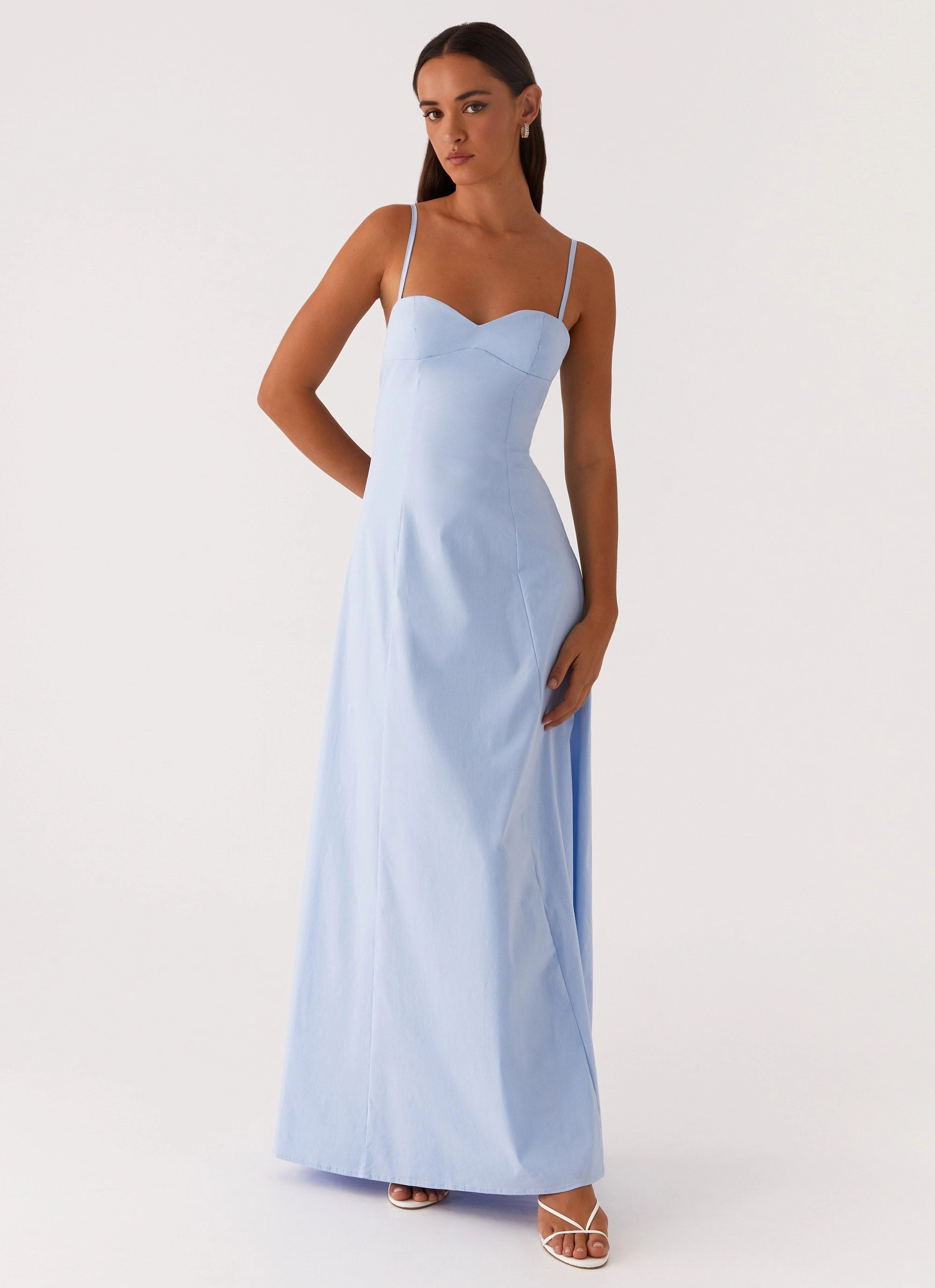 Clear As Day Maxi Dress - Blue High Fashion Outerwear