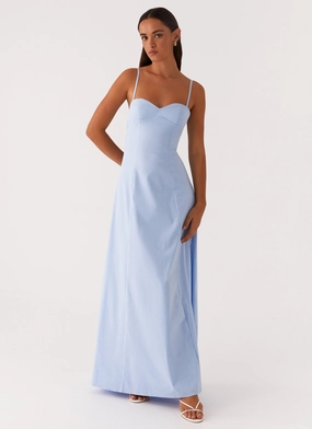 Clear As Day Maxi Dress - Blue High Fashion Outerwear