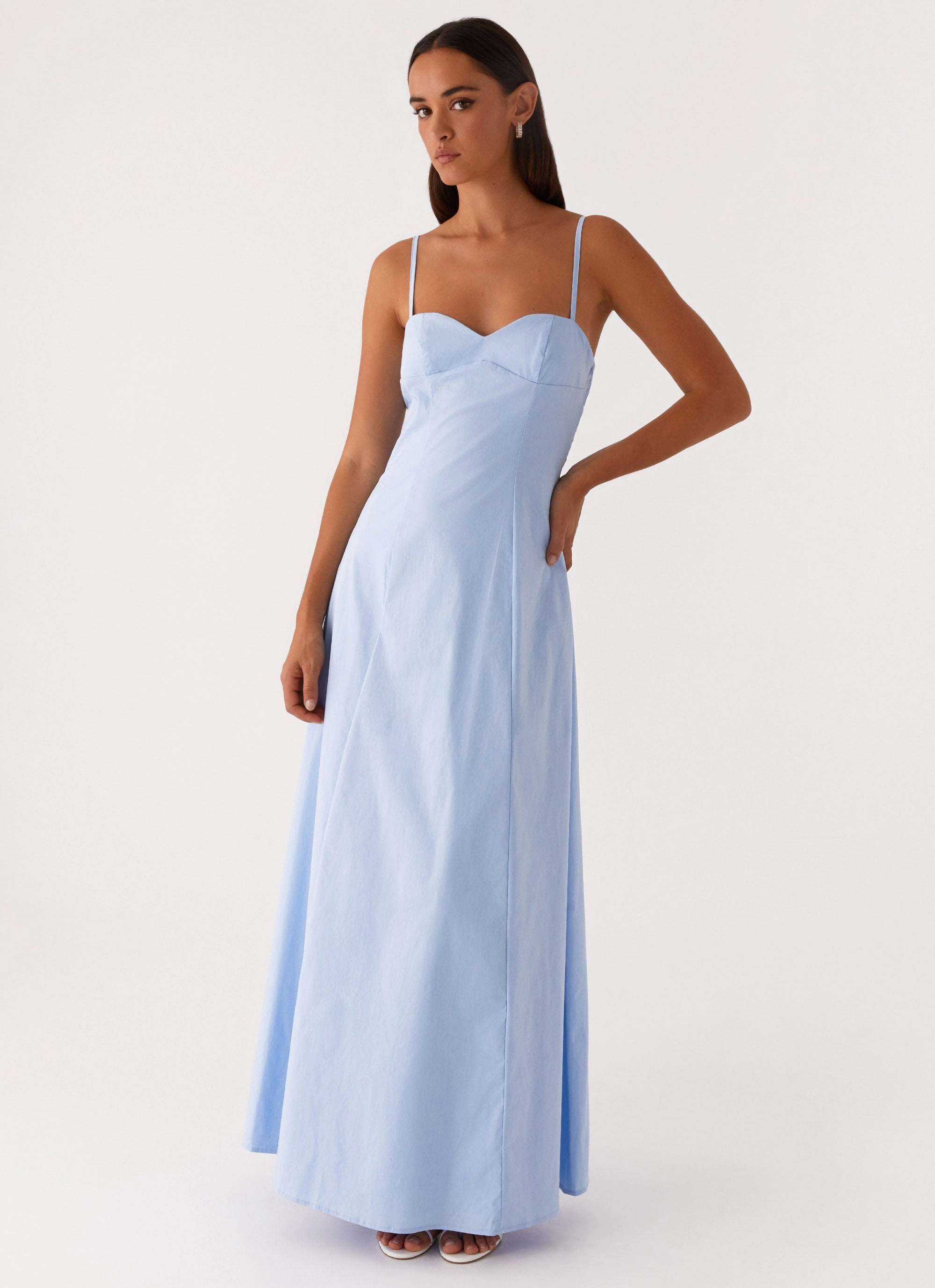 Clear As Day Maxi Dress - Blue Full Length Coat Comfy Winter Wear
