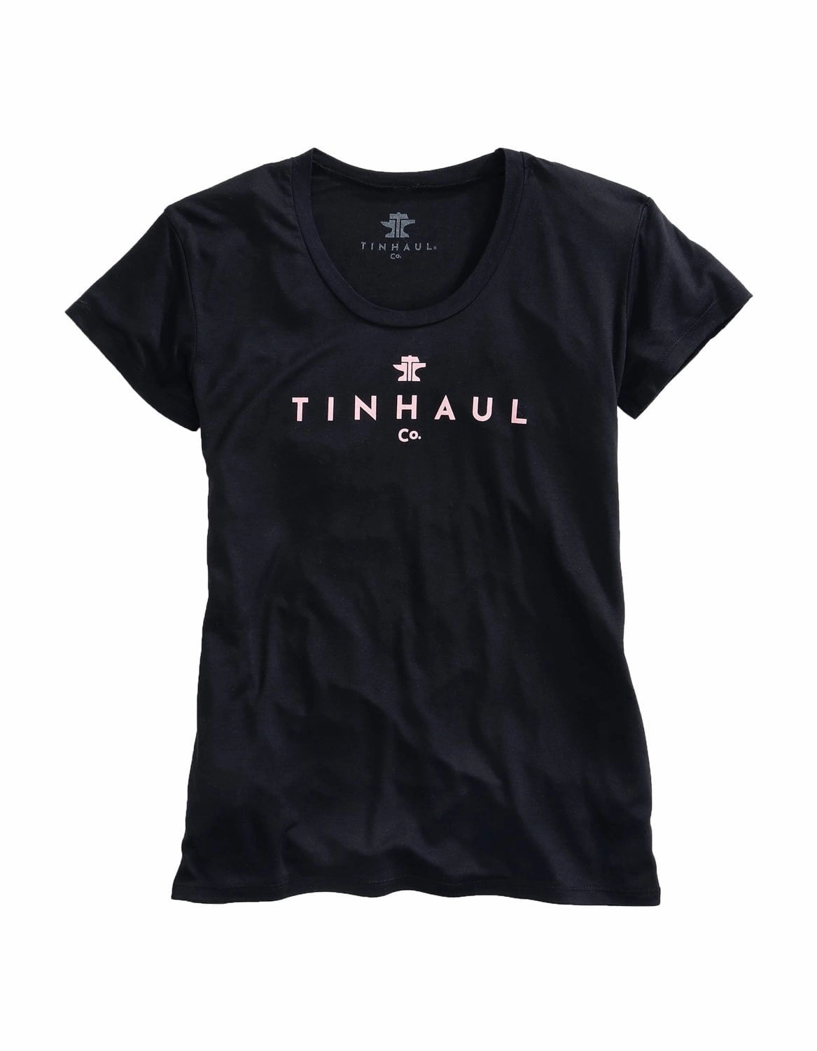 Tin Haul Womens Black Poly/Rayon Anvil and Hammer S/S T-Shirt Asymmetrical Cut