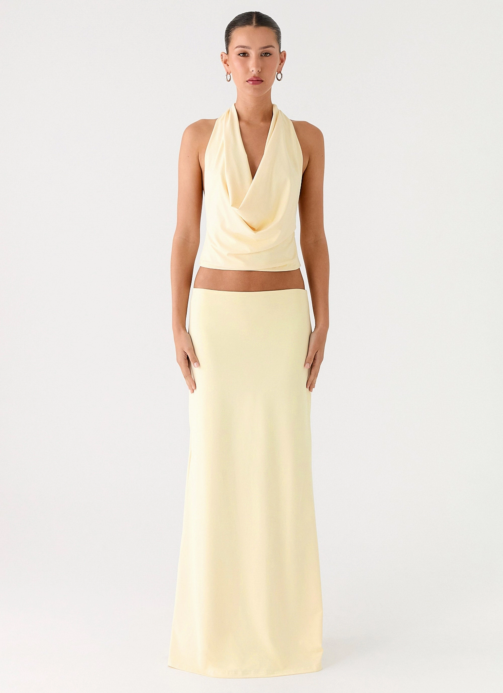 Ashi Maxi Skirt - Yellow Adjustable Fastening Adjustable Waistband