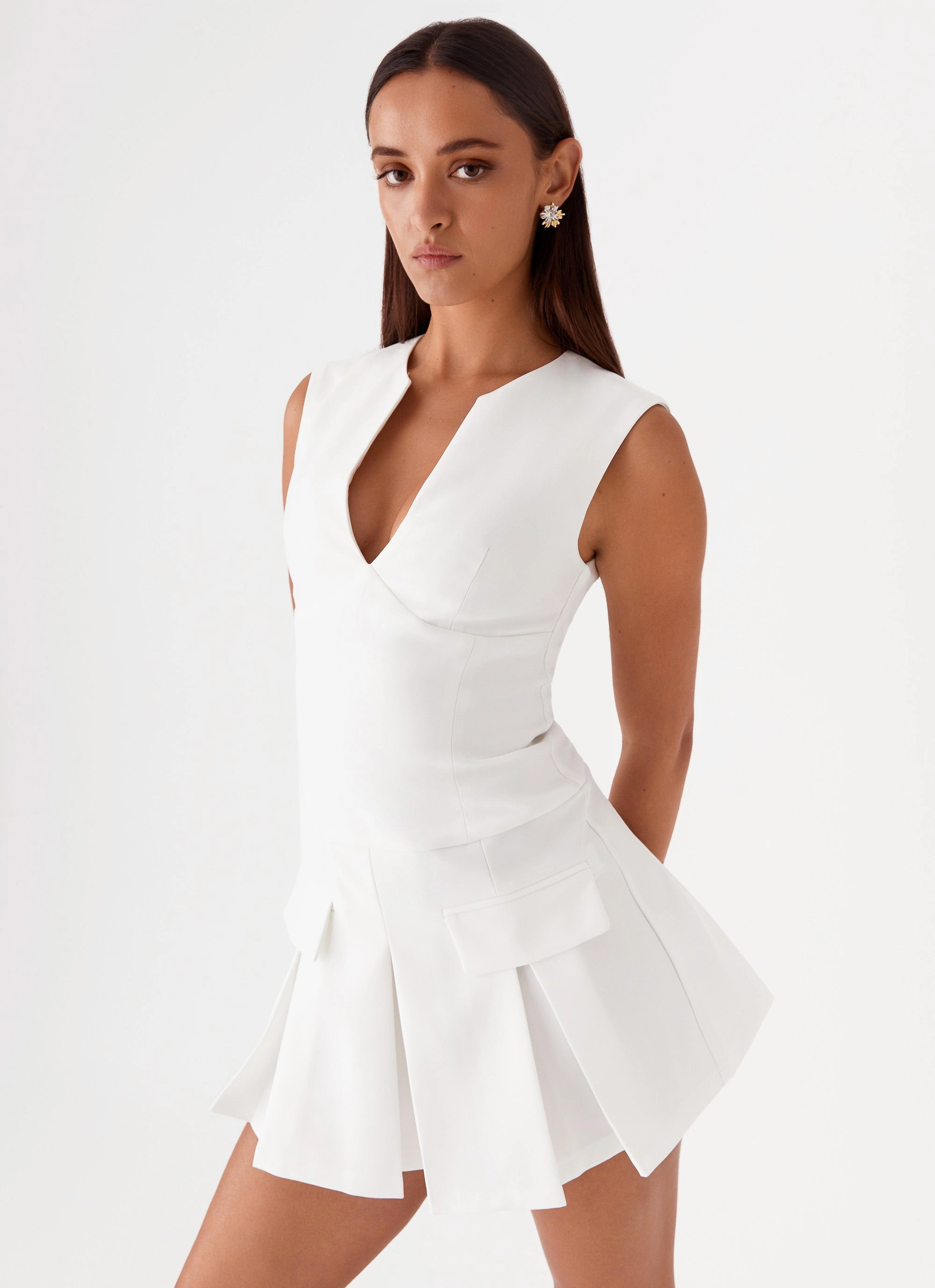 Cassia Mini Dress - White Fashionably Warm